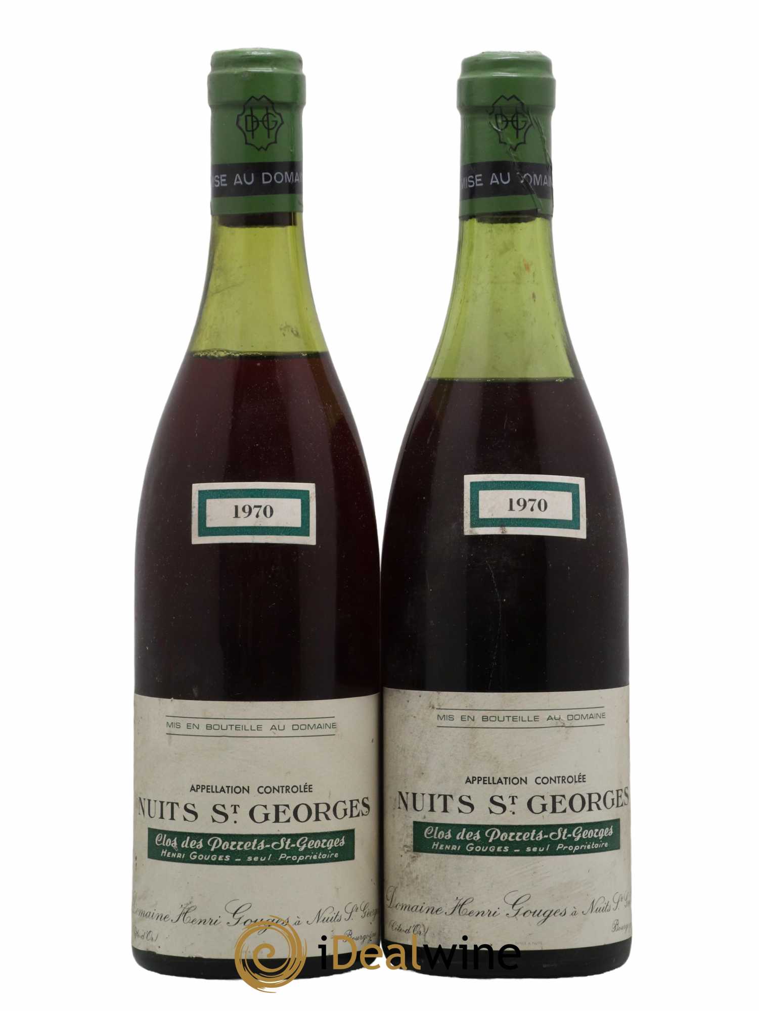 Nuits-Saint-Georges 1er Cru Clos des Porrets St Georges Henri Gouges 1970 - Lot of 2 bottles - 0