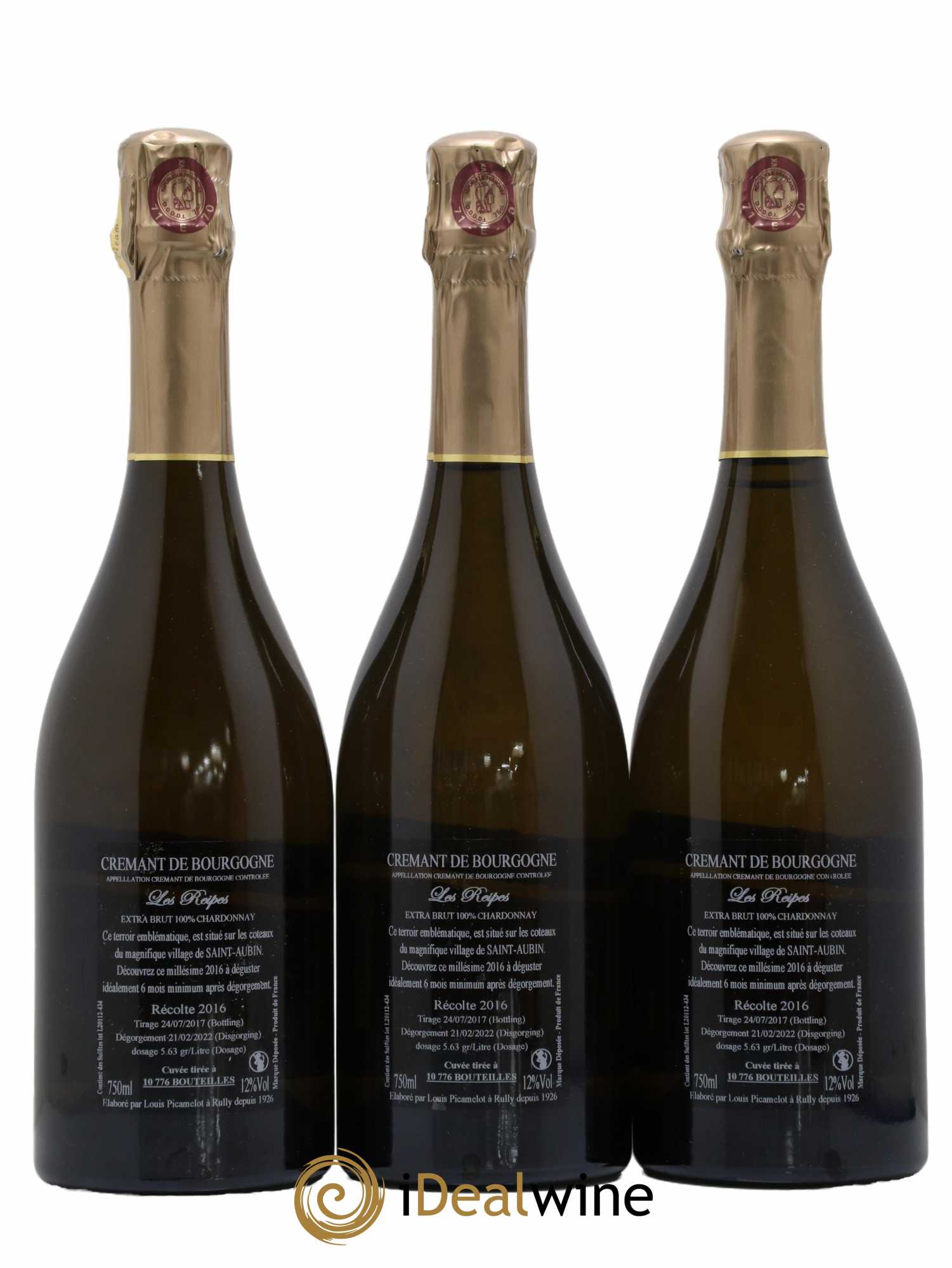 Crémant de Bourgogne Cuvée Les Reipes Maison Louis Picamelot 2016 - Lot de 3 bouteilles - 1