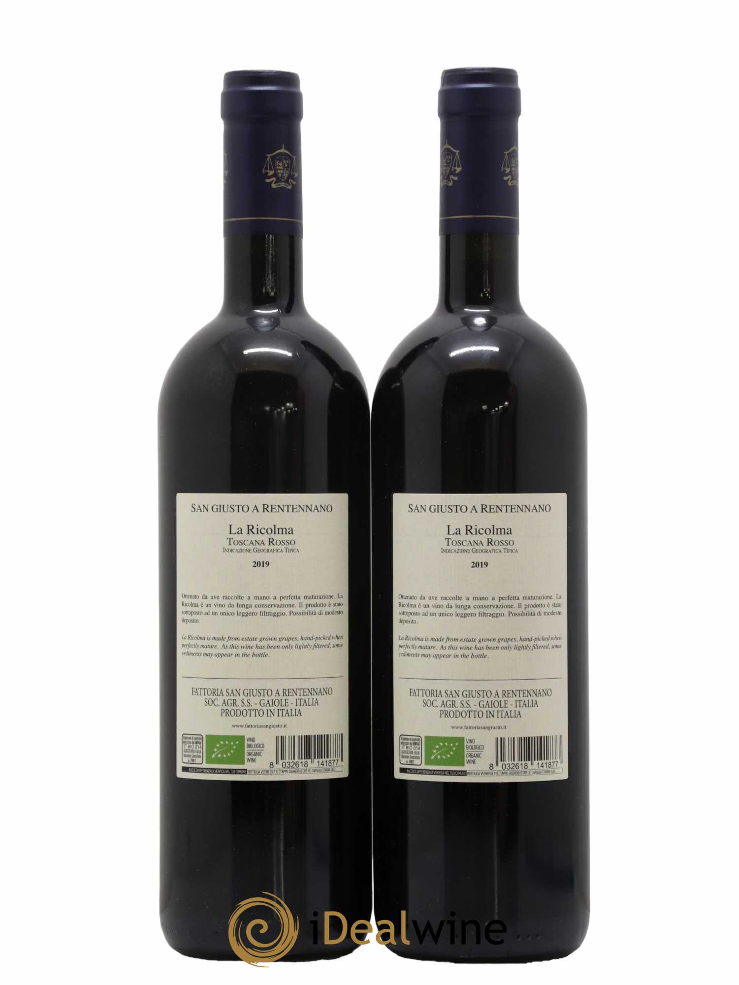 Merlot di Toscana IGT San Giusto A Rentennano La Ricolma Famille Martini di Cigala 2019 - Lot de 2 bouteilles - 1