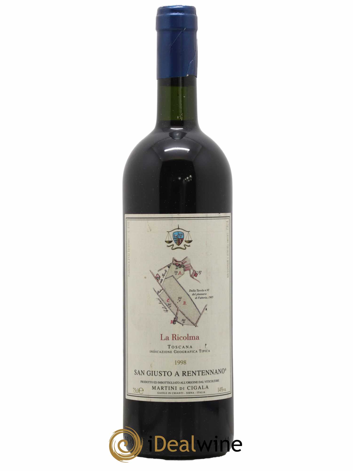 Merlot di Toscana IGT San Giusto A Rentennano La Ricolma Famille Martini di Cigala 1998 - Lotto di 1 bottiglia - 0