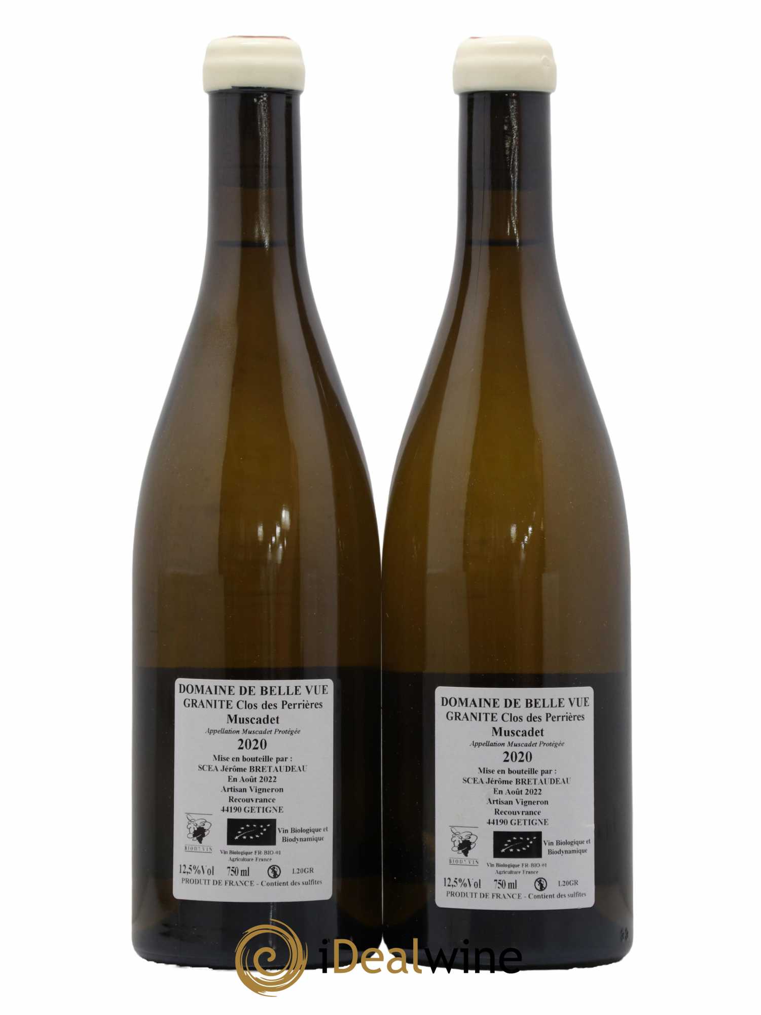 Muscadet-Sèvre-et-Maine Granite Clos des Perrières Jérôme Bretaudeau - Domaine de Bellevue  2020 - Lot de 2 bouteilles - 1