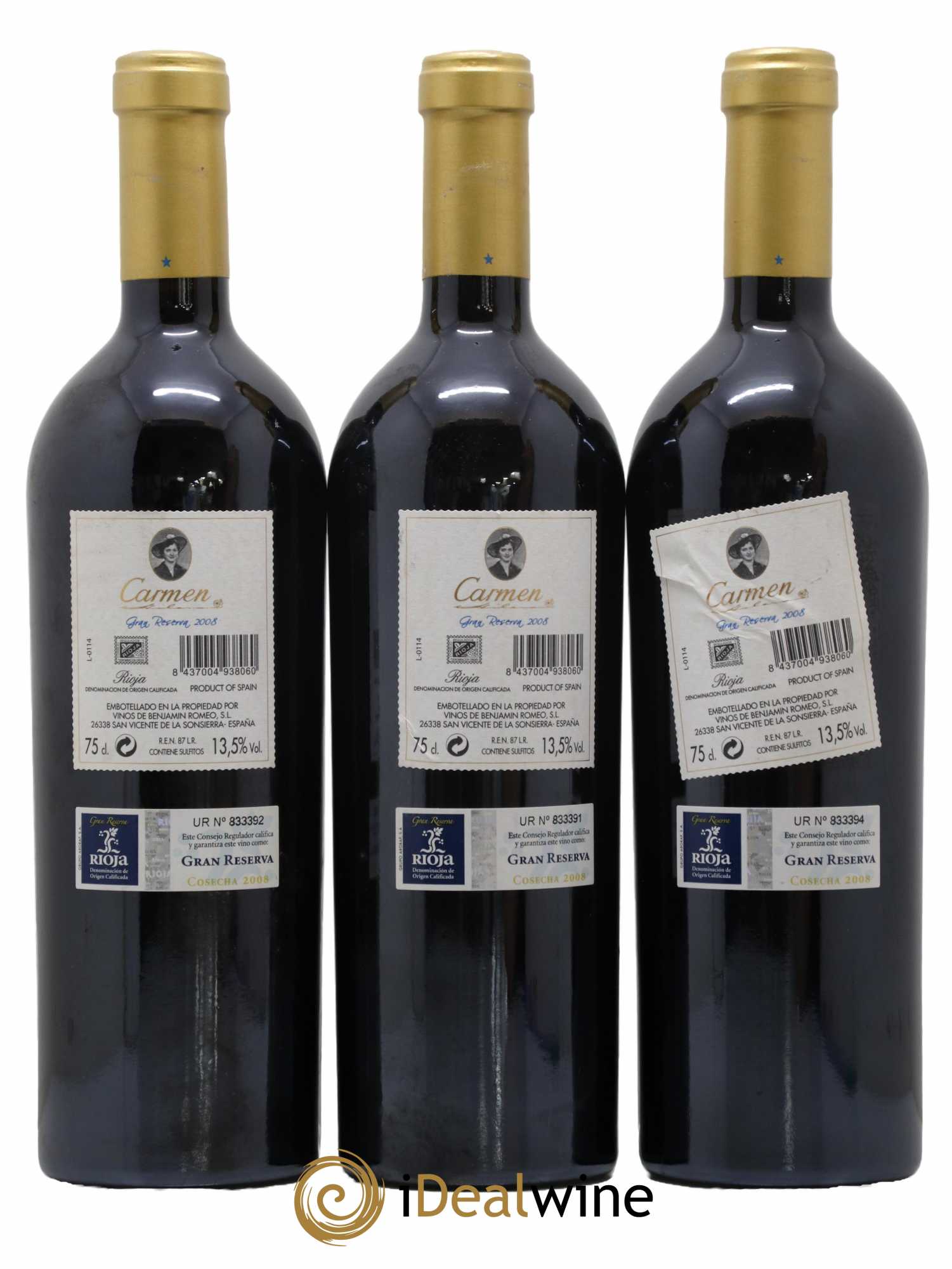 Rioja Bodegas Contador DOCA Carmen Gran Reserva Benjamin Romeo 2008 - Lot de 3 bouteilles - 1