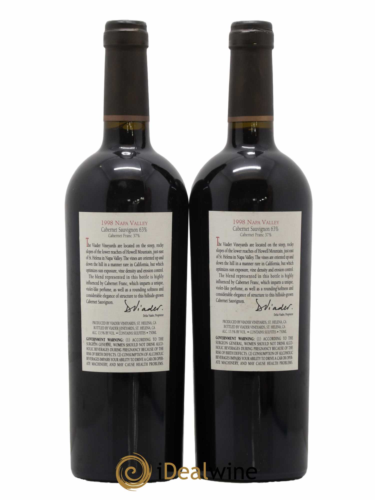 USA Napa Valley Viader 1998 - Lot de 2 bouteilles - 1