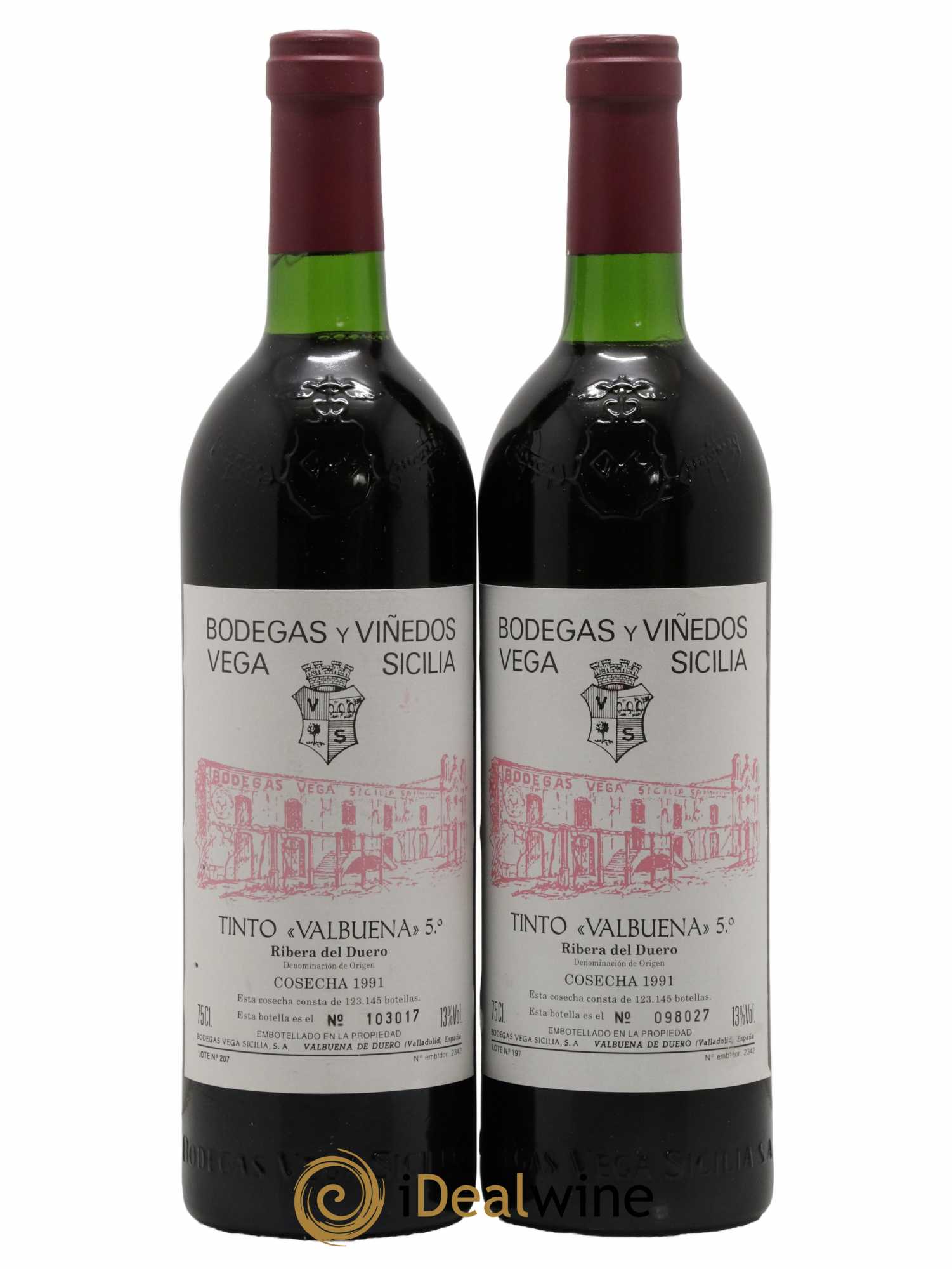 Ribera Del Duero DO Vega Sicilia Valbuena 5 ano Famille Alvarez 1991 - Lot de 2 bouteilles - 0