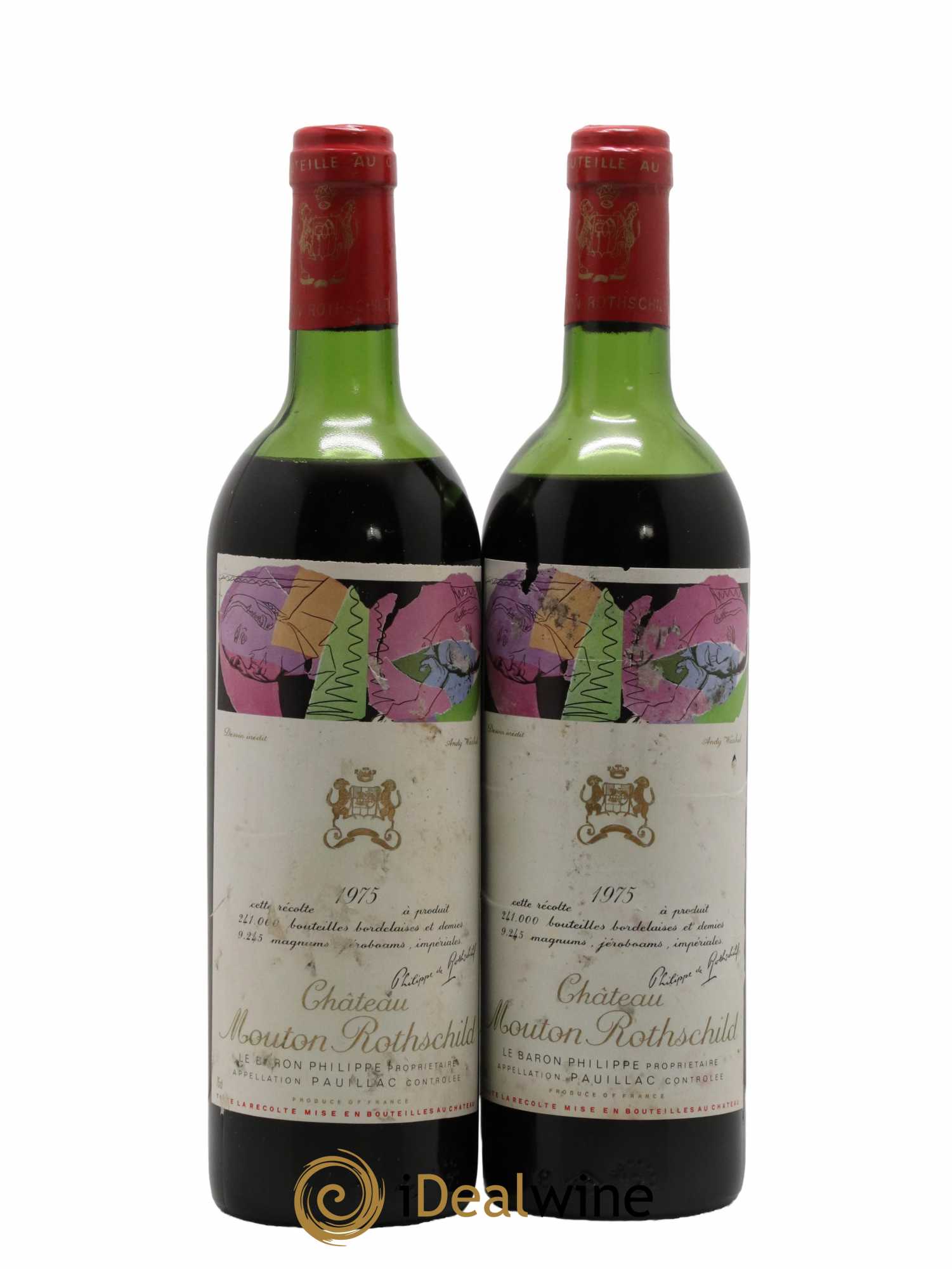 Château Mouton Rothschild 1er Grand Cru Classé 1975 - Lot de 2 bouteilles - 0