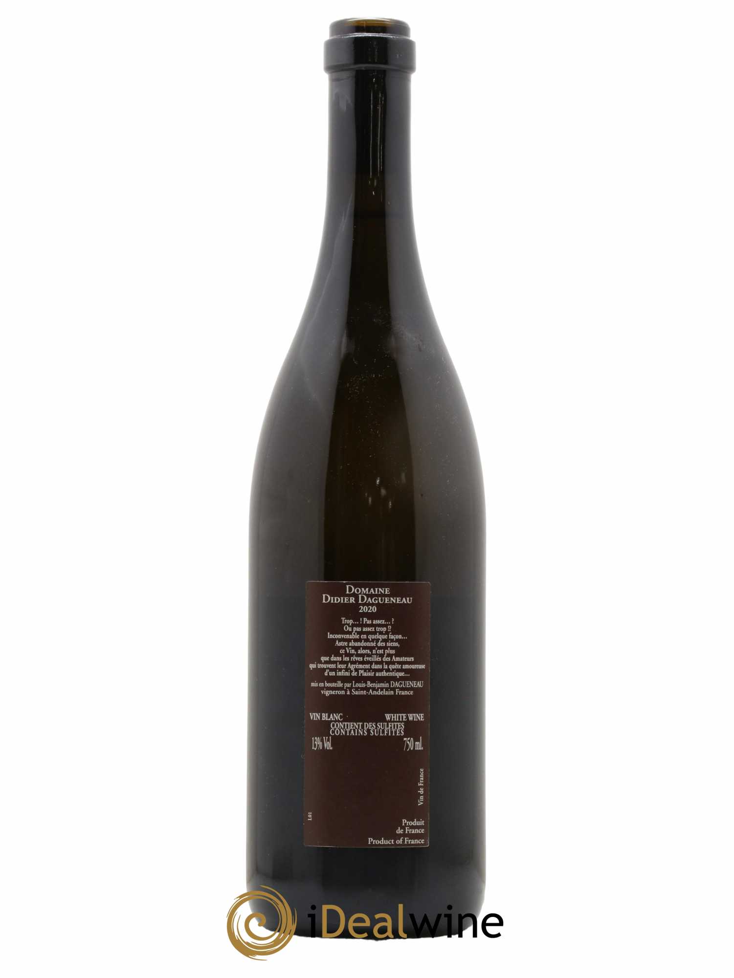 Vin de France (anciennement Pouilly-Fumé) Pur Sang Dagueneau (Domaine Didier - Louis-Benjamin) 2020 - Lot de 1 bouteille - 1