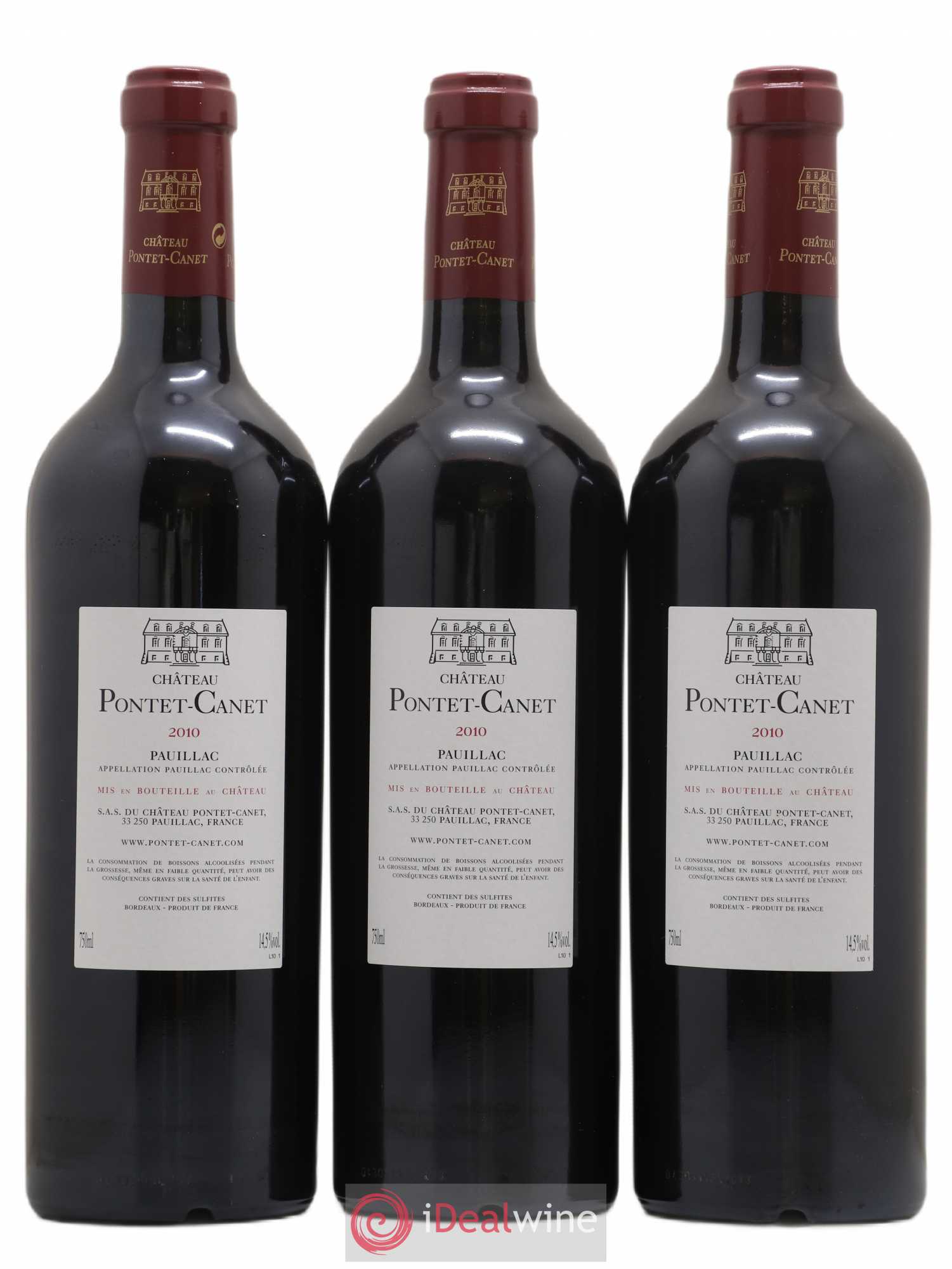 Château Pontet Canet 5ème Grand Cru Classé 2010 - Lot de 3 bouteilles - 1