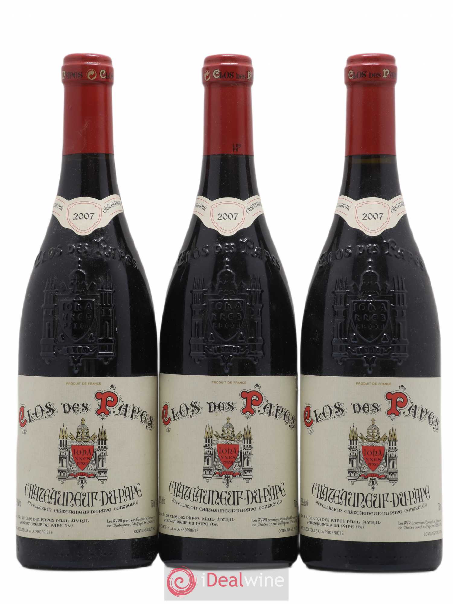 Châteauneuf-du-Pape Clos des Papes - Paul Avril 2007 - Lot de 3 bouteilles - 0
