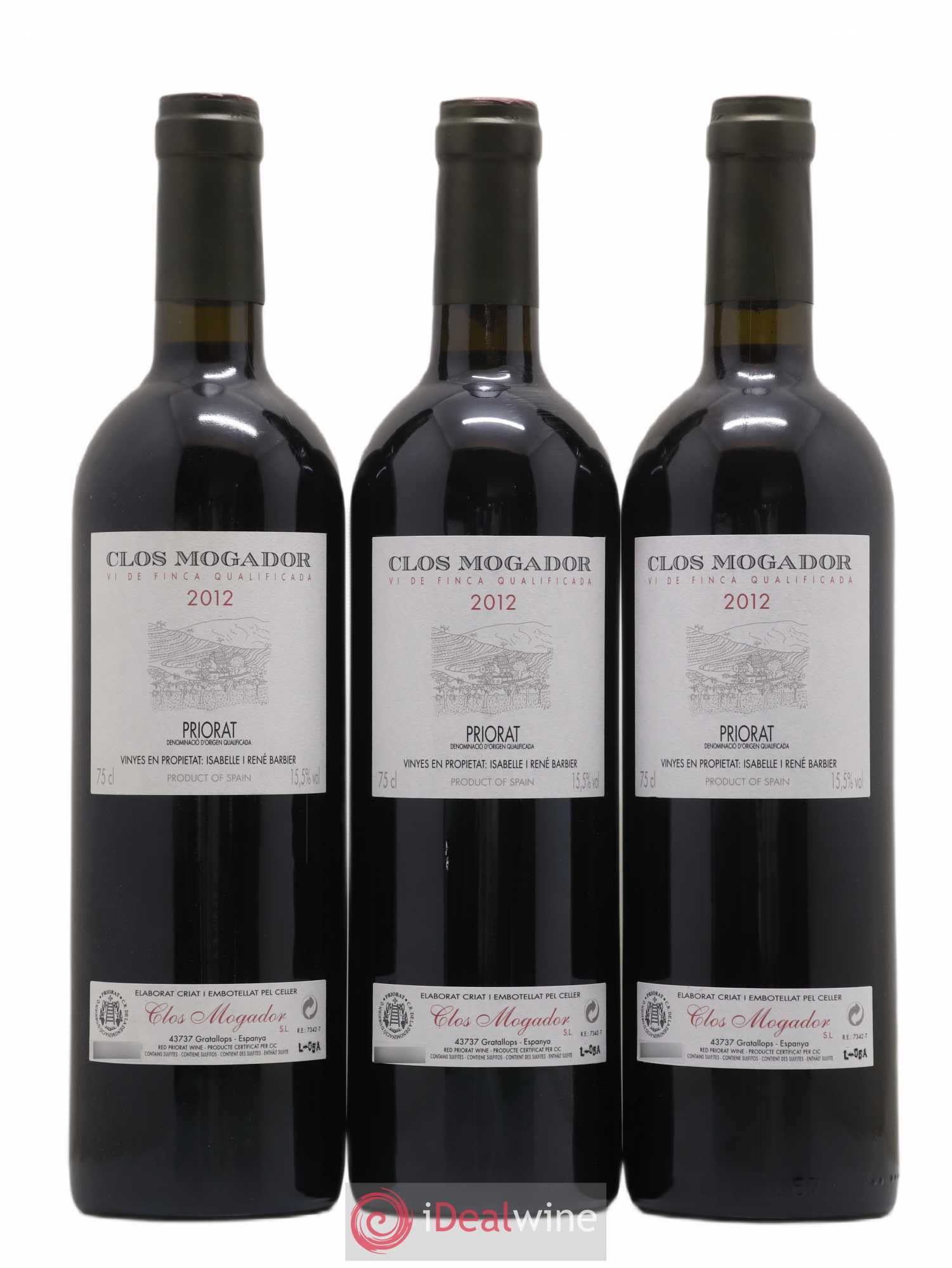 Priorat Clos Mogador DOCA René Barbier 2012 - Lot de 3 bouteilles - 0