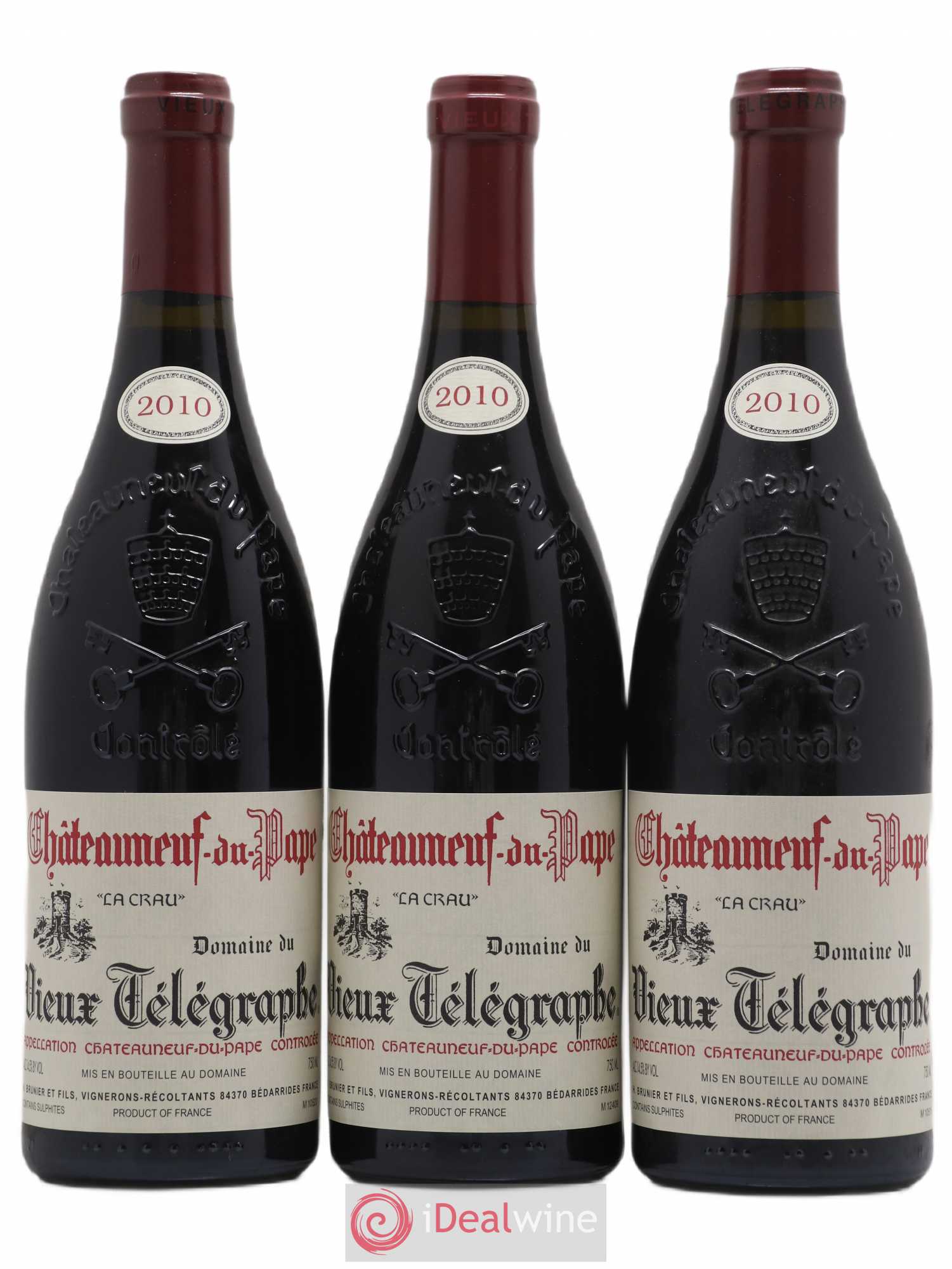 Châteauneuf-du-Pape Vieux Télégraphe (Domaine du) Vignobles Brunier 2010 - Lot de 3 bouteilles - 0
