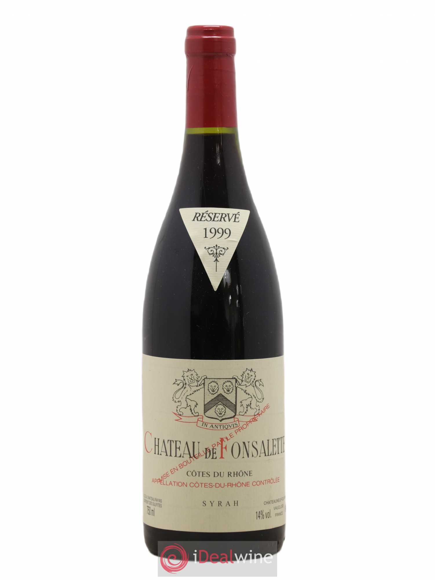 Côtes-du-Rhône Cuvée Syrah Château de Fonsalette 1999 - Lot de 1 bouteille - 0