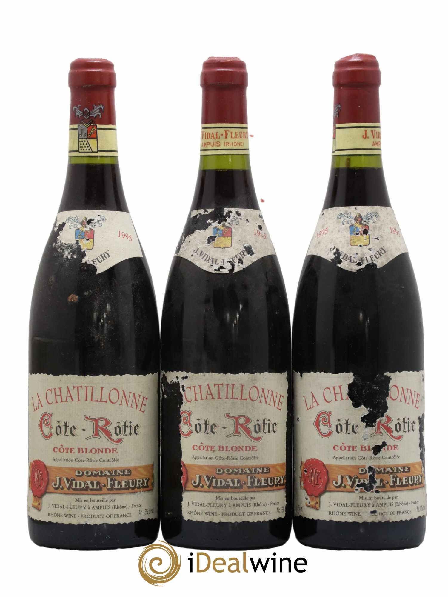 Côte-Rôtie la Chatillonne Côte Blonde Vidal Fleury 1995 - Lot de 3 bouteilles - 0