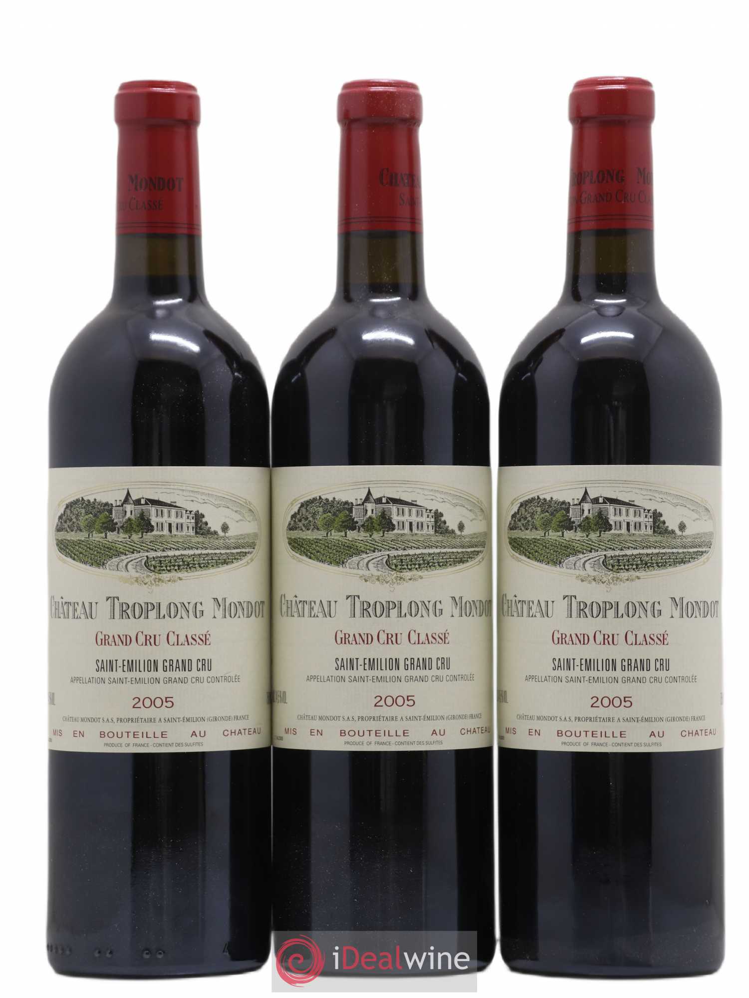 Château Troplong Mondot 1er Grand Cru Classé B 2005 - Lot de 3 bouteilles - 0
