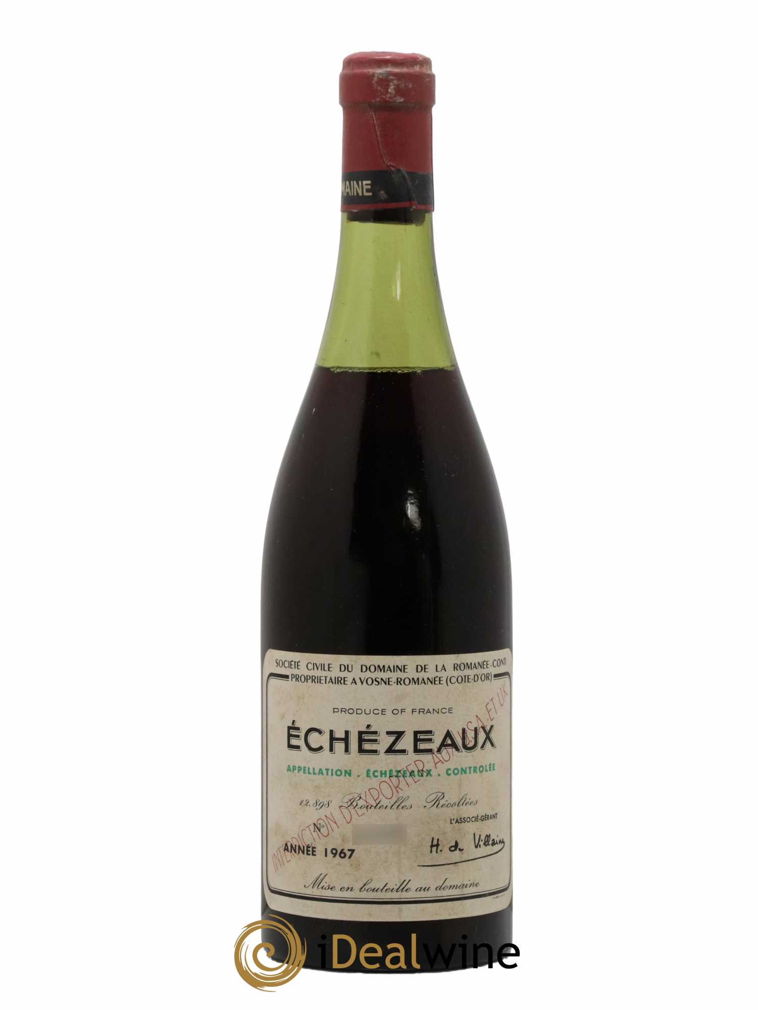 Echezeaux Grand Cru Domaine de la Romanée-Conti 1967 - Lot of 1 bottle - 0