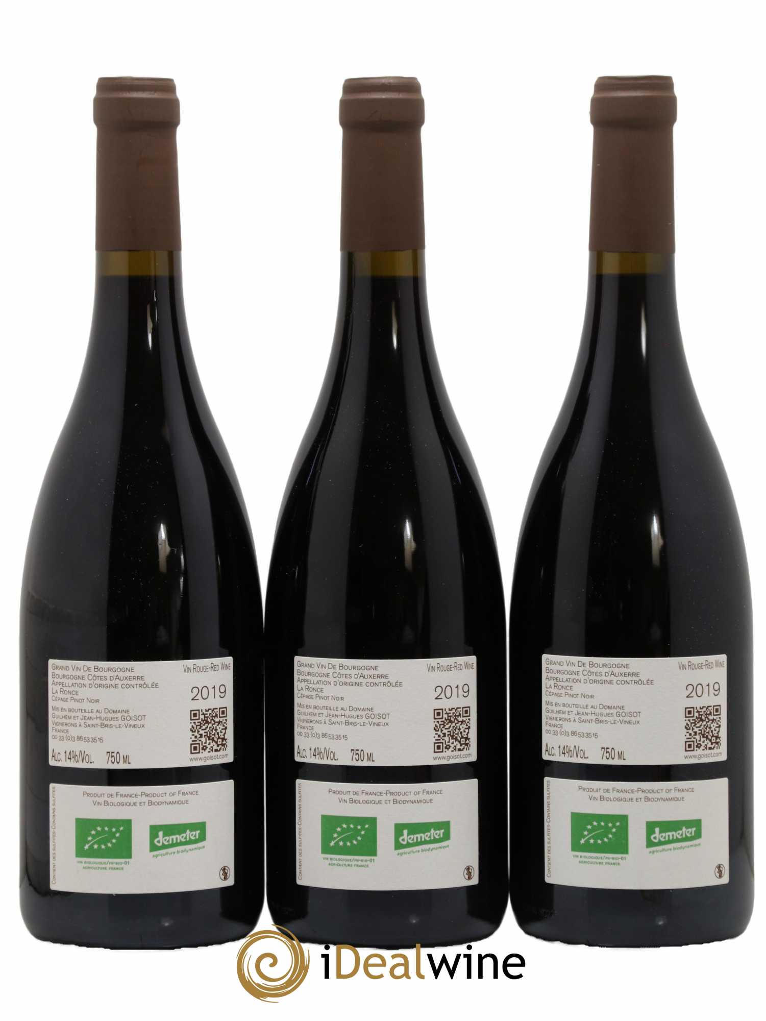 Bourgogne Côtes d'Auxerre La Ronce Goisot 2019 - Lot of 3 bottles - 1