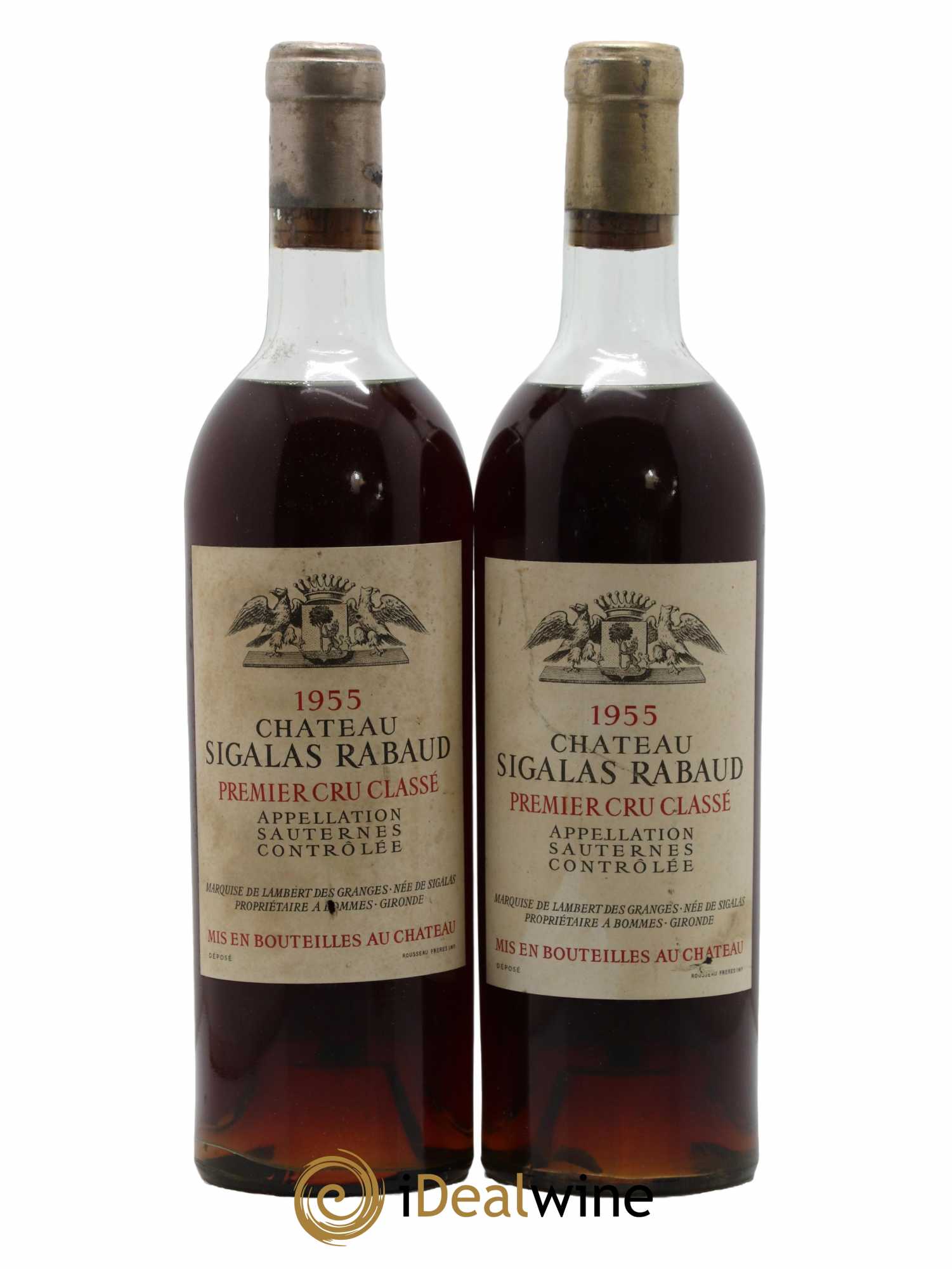 Château Sigalas Rabaud 1er Grand Cru Classé 1955 - Lotto di 2 bottiglie - 0