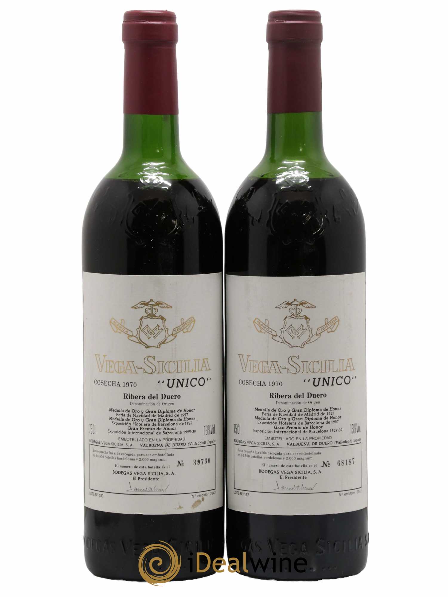 Ribera Del Duero DO Vega Sicilia Unico Famille Alvarez 1970 - Lot de 2 bouteilles - 0