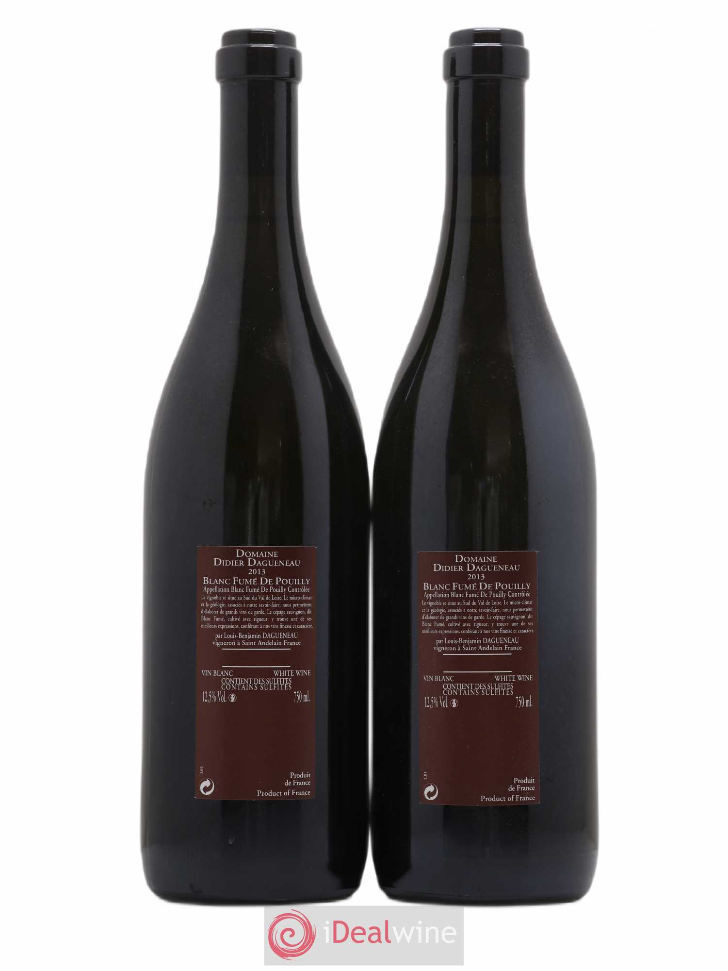 Vin de France (anciennement Pouilly-Fumé) Pur Sang Dagueneau (Domaine Didier - Louis-Benjamin) 2013 - Lot de 2 bouteilles - 1