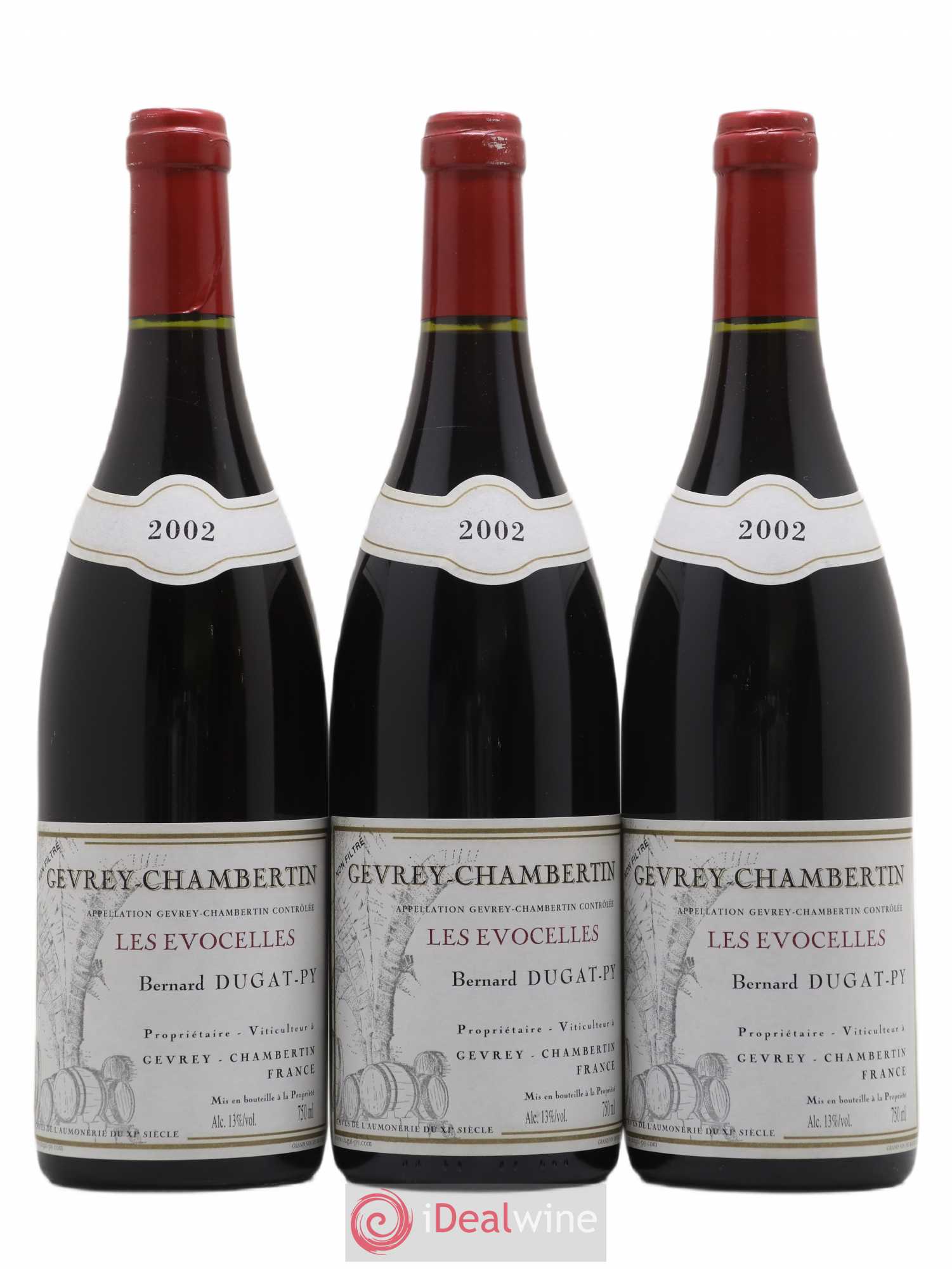 Gevrey-Chambertin Les Evocelles Vieilles Vignes Dugat-Py 2002 - Lot de 3 bouteilles - 0