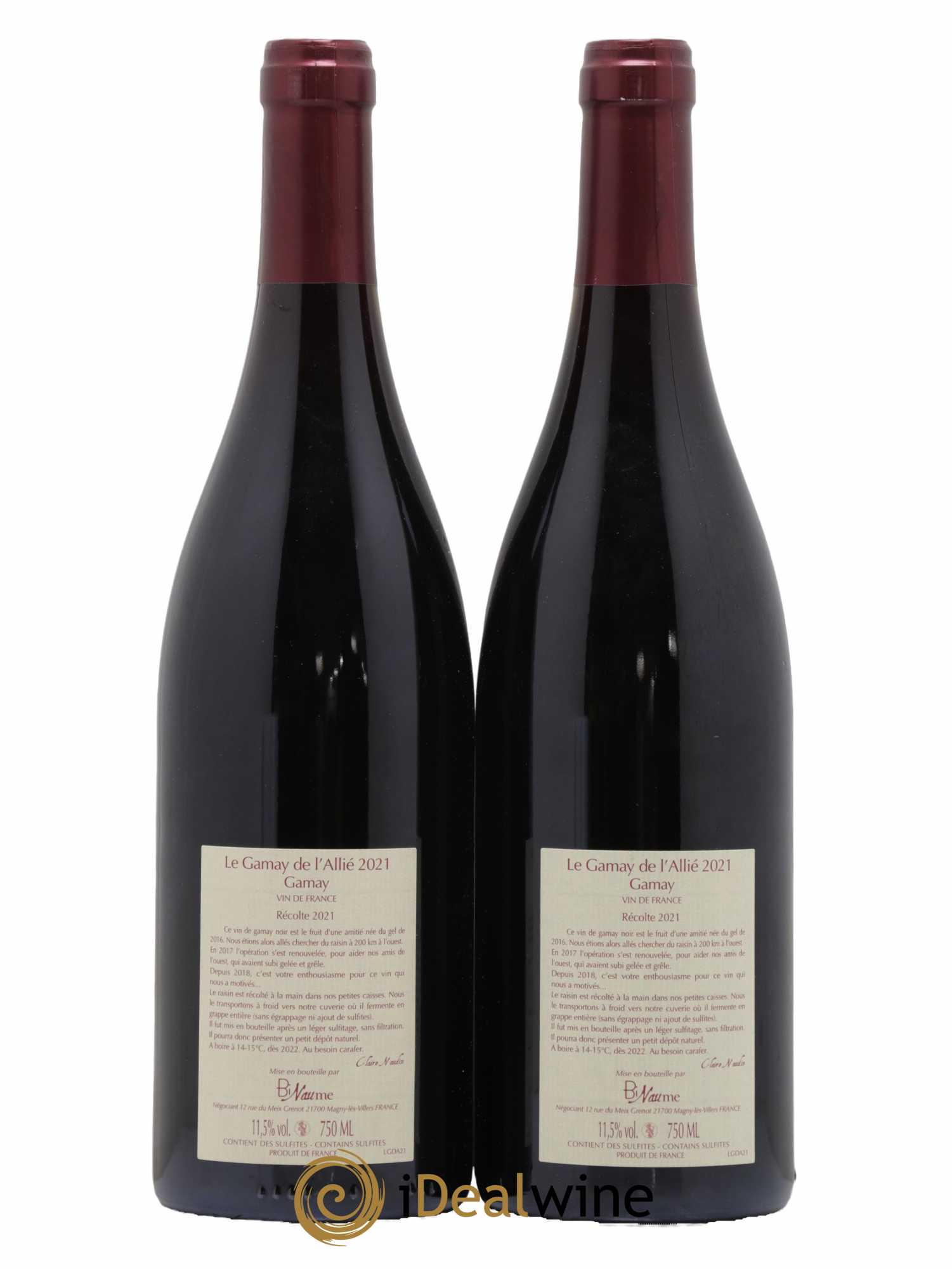 Vin de France Le Gamay de l'Allié Binaume Bizot-Naudin 2021 - Lot de 2 bouteilles - 1