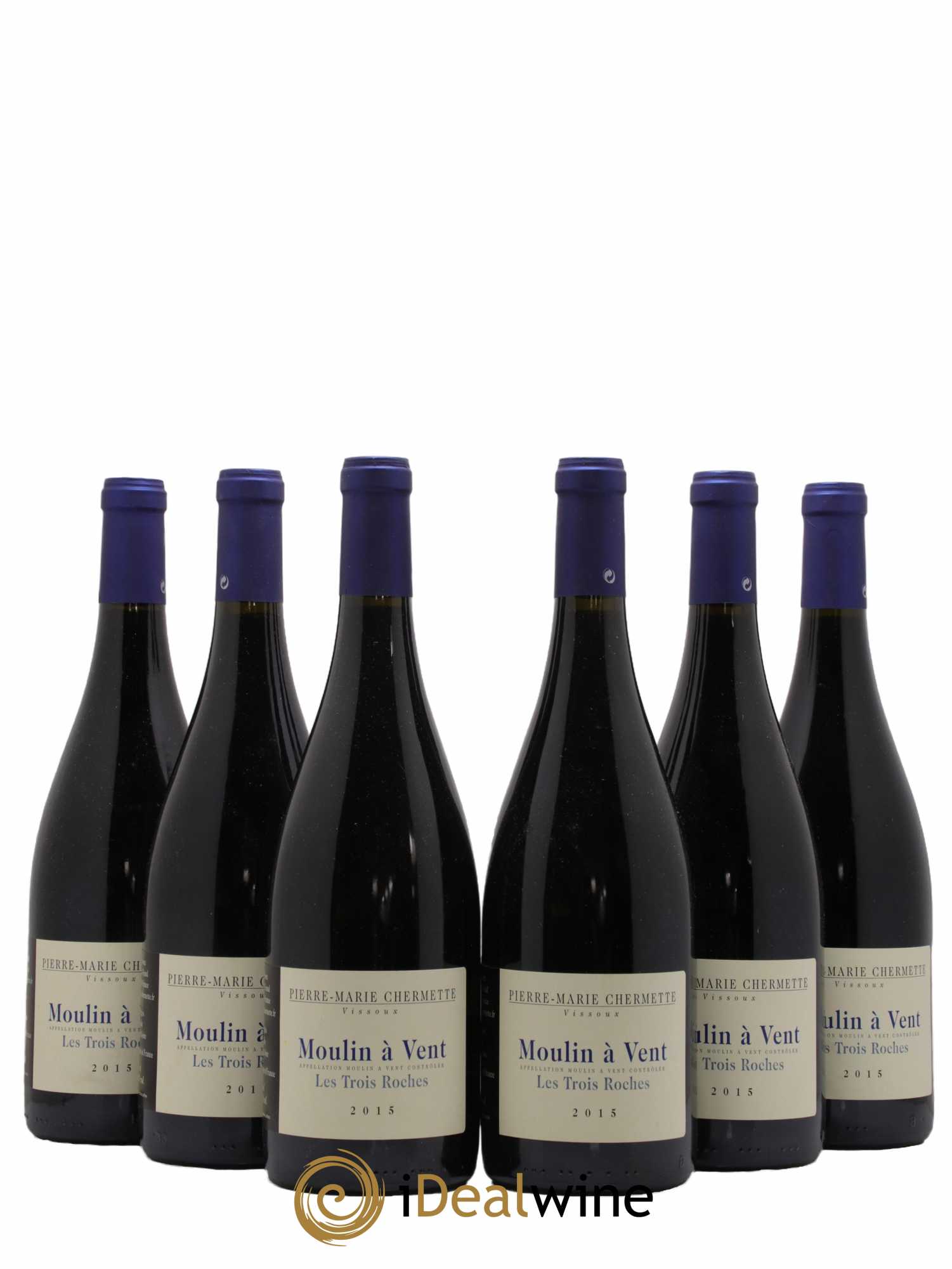 Moulin-à-Vent Les Trois Roches Domaine du Vissoux - P-M. Chermette 2015 - Lot de 6 bouteilles - 0