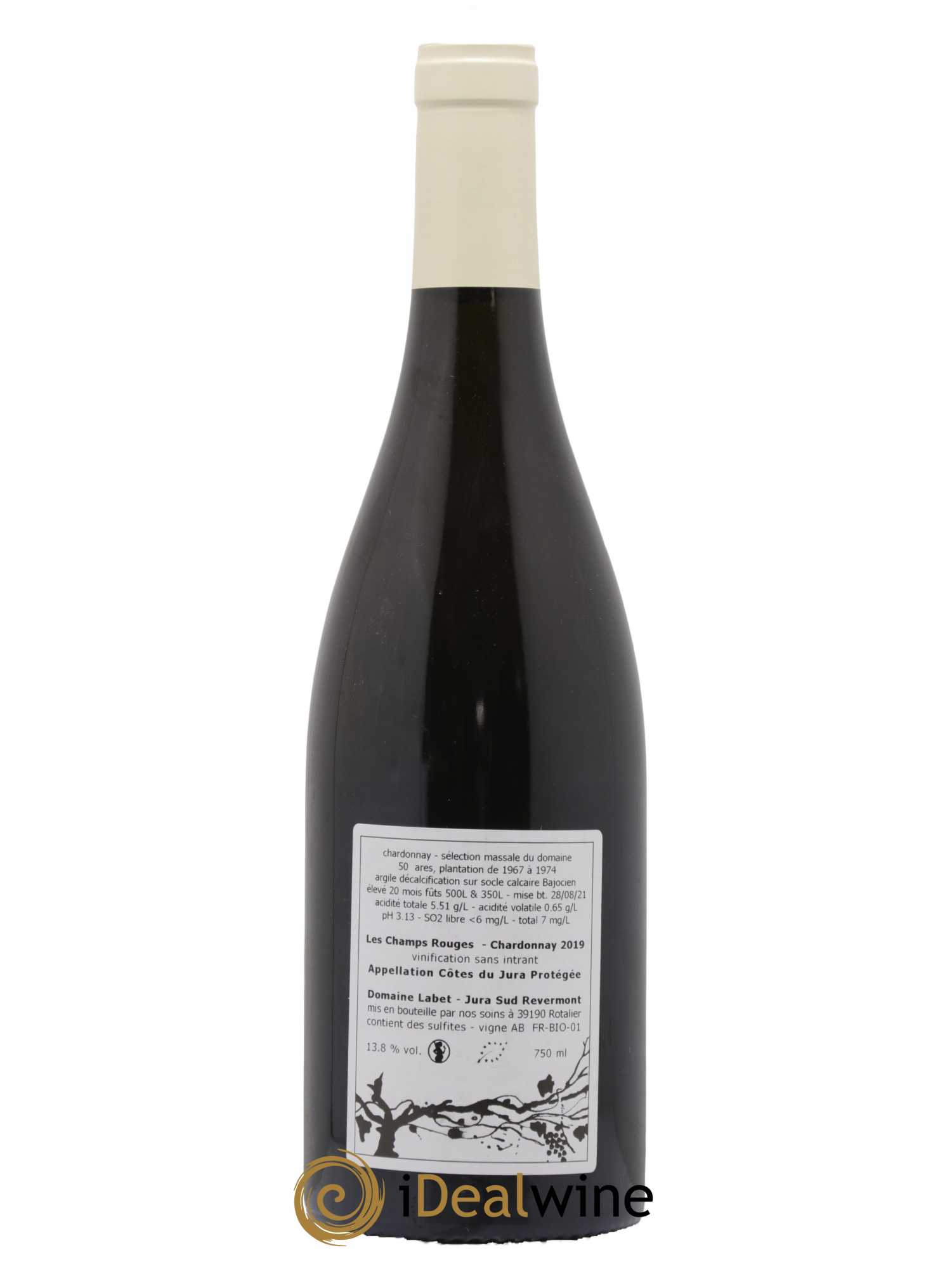 Côtes du Jura Chardonnay Les Champs Rouges Romain - Julien - Charline Labet 2019 - Lot de 1 bouteille - 1