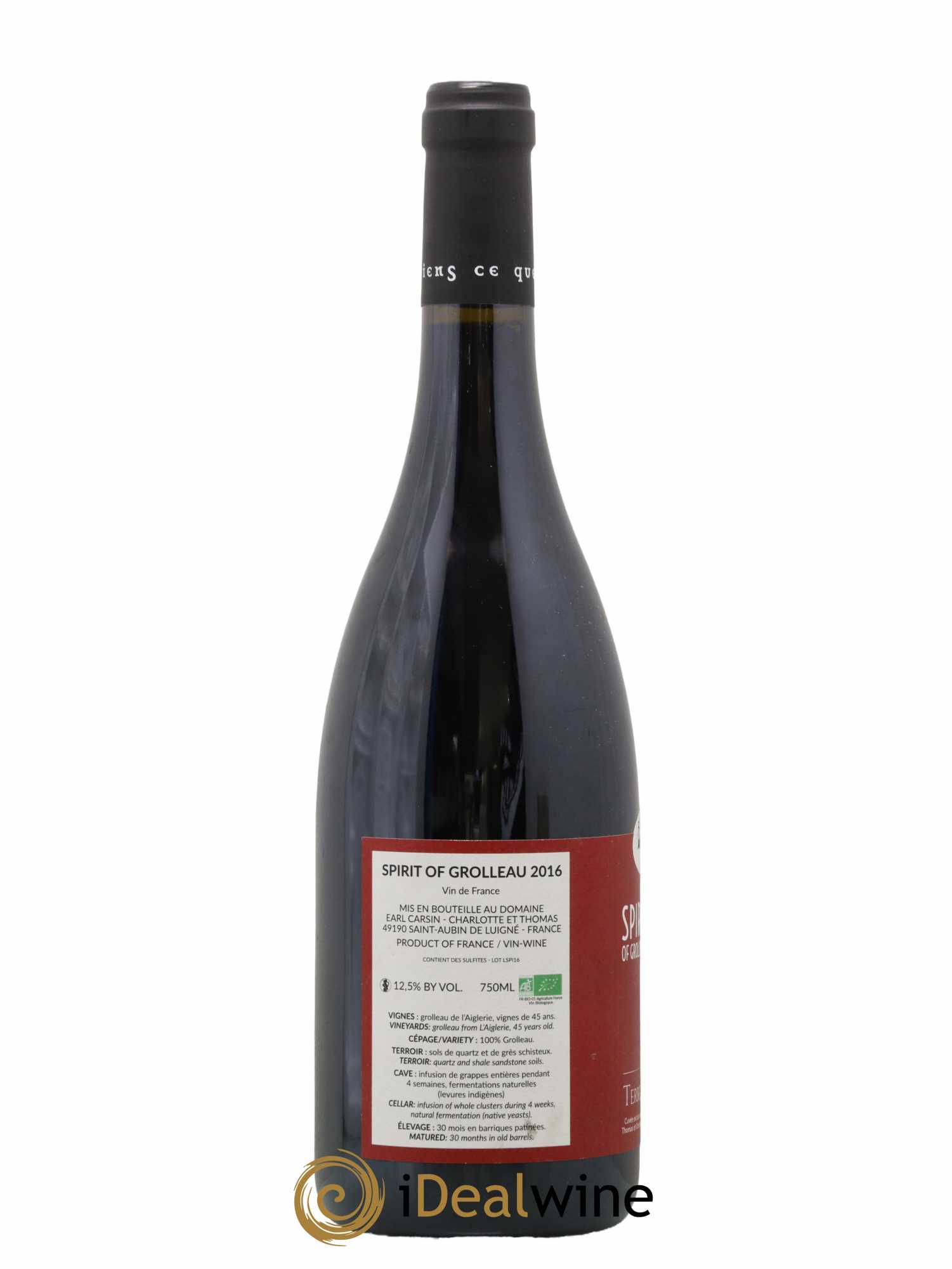 Vin de France Spirit of grolleau Carsin Terre de l'écu 2016 - Lot de 1 bouteille - 1
