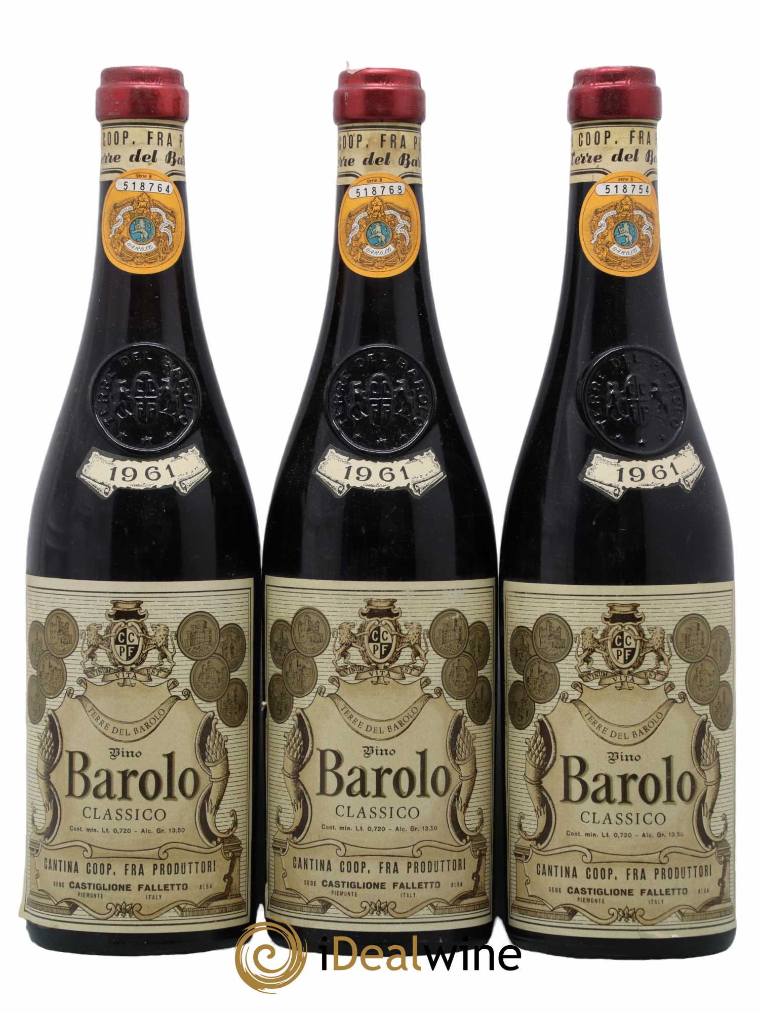 Barolo Classico Terre del Barolo 1961 - Lot de 3 bouteilles - 0