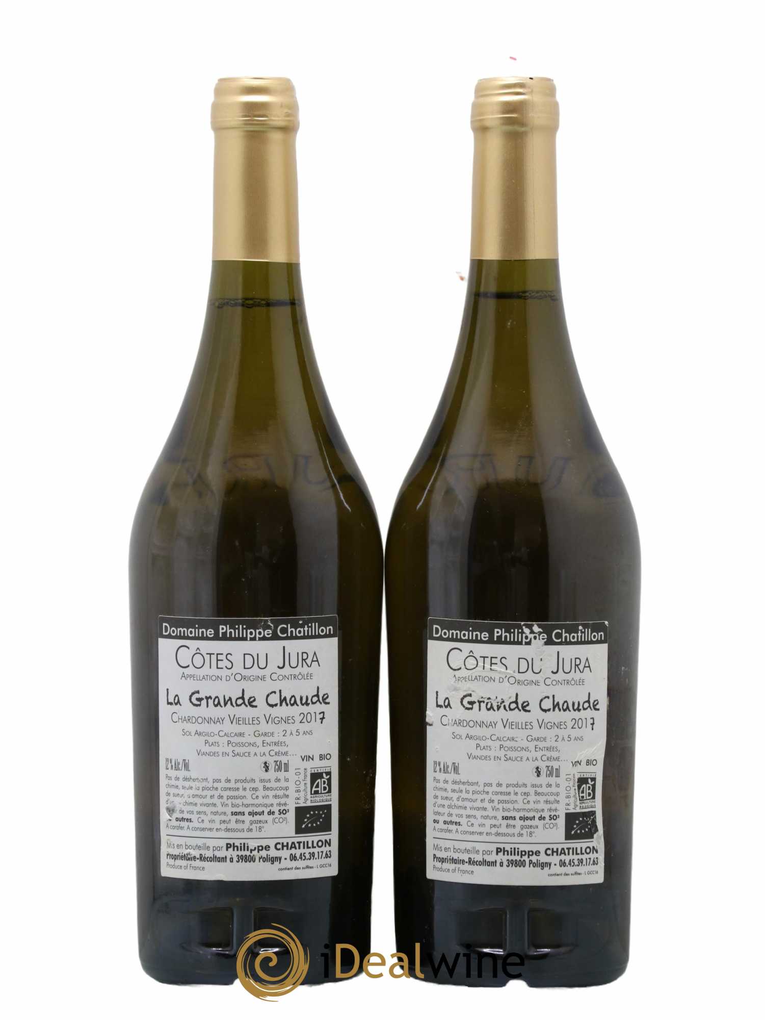 Côtes du Jura La Grande Chaude Philippe Chatillon 2017 - Lotto di 2 bottiglie - 1