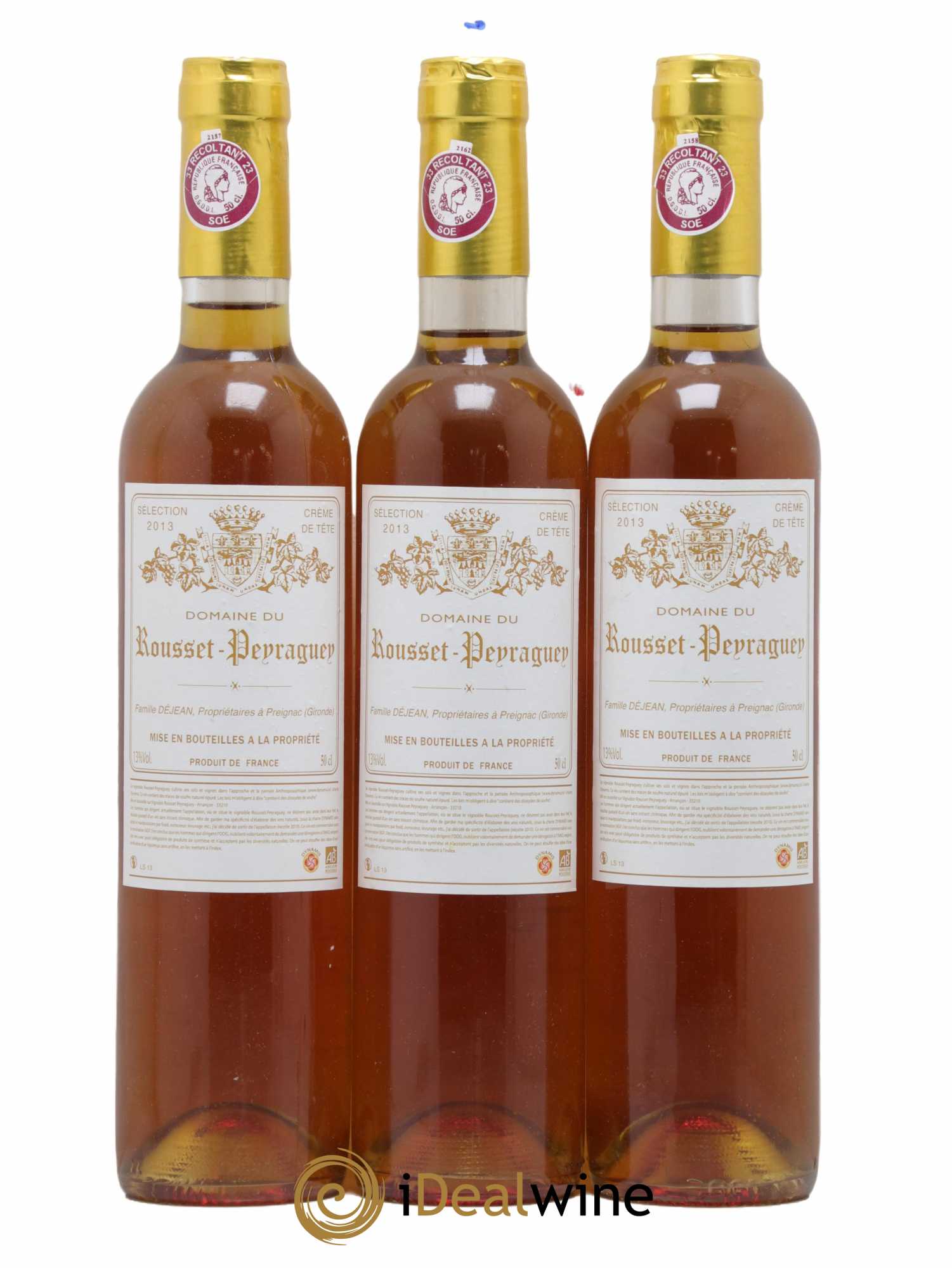 Rousset Peyraguey Crême de Tête 50cl 2013 - Lotto di 3 bottiglie - 0