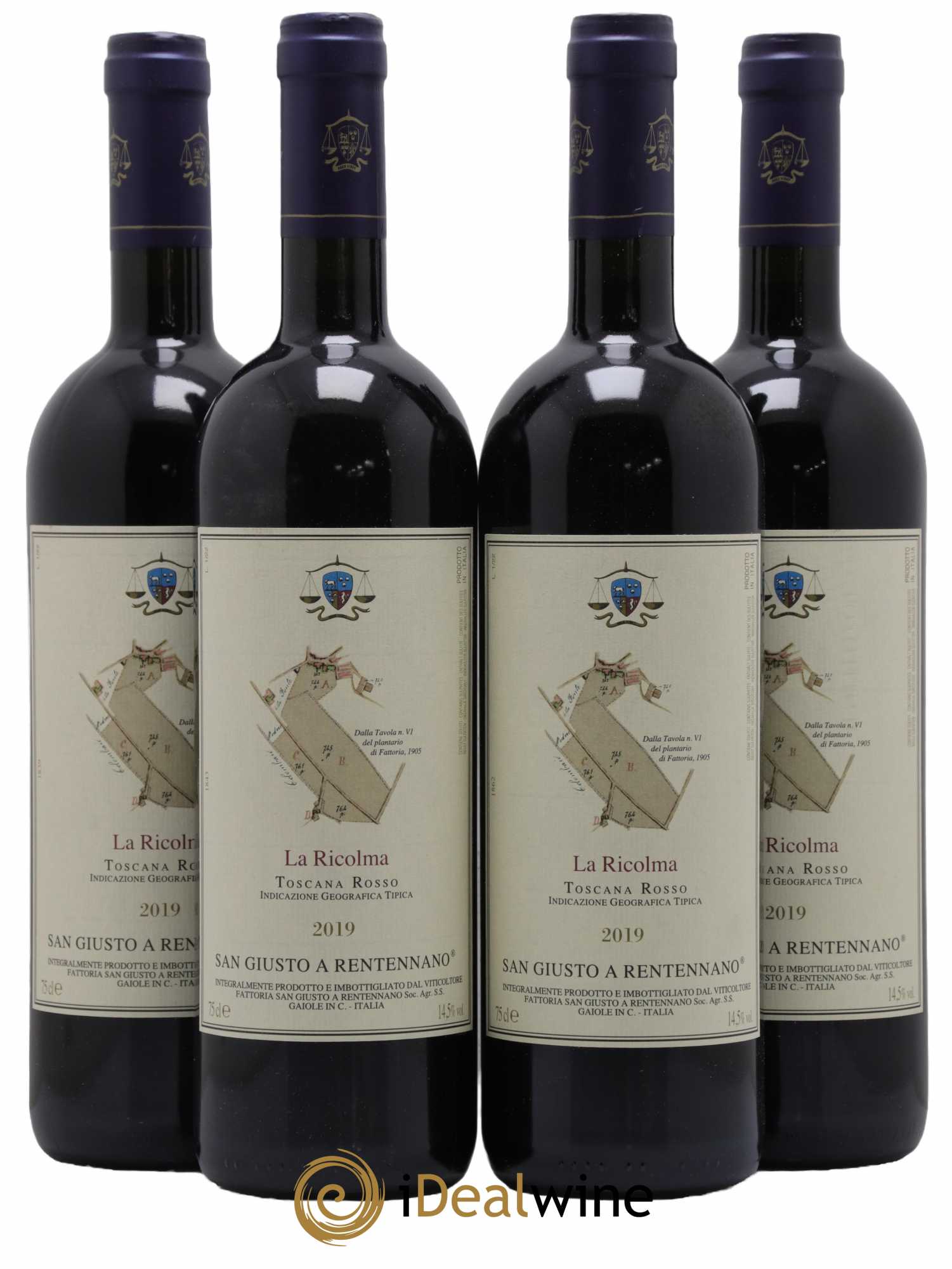 Merlot di Toscana IGT San Giusto A Rentennano La Ricolma Famille Martini di Cigala 2019 - Lot de 4 bouteilles - 0