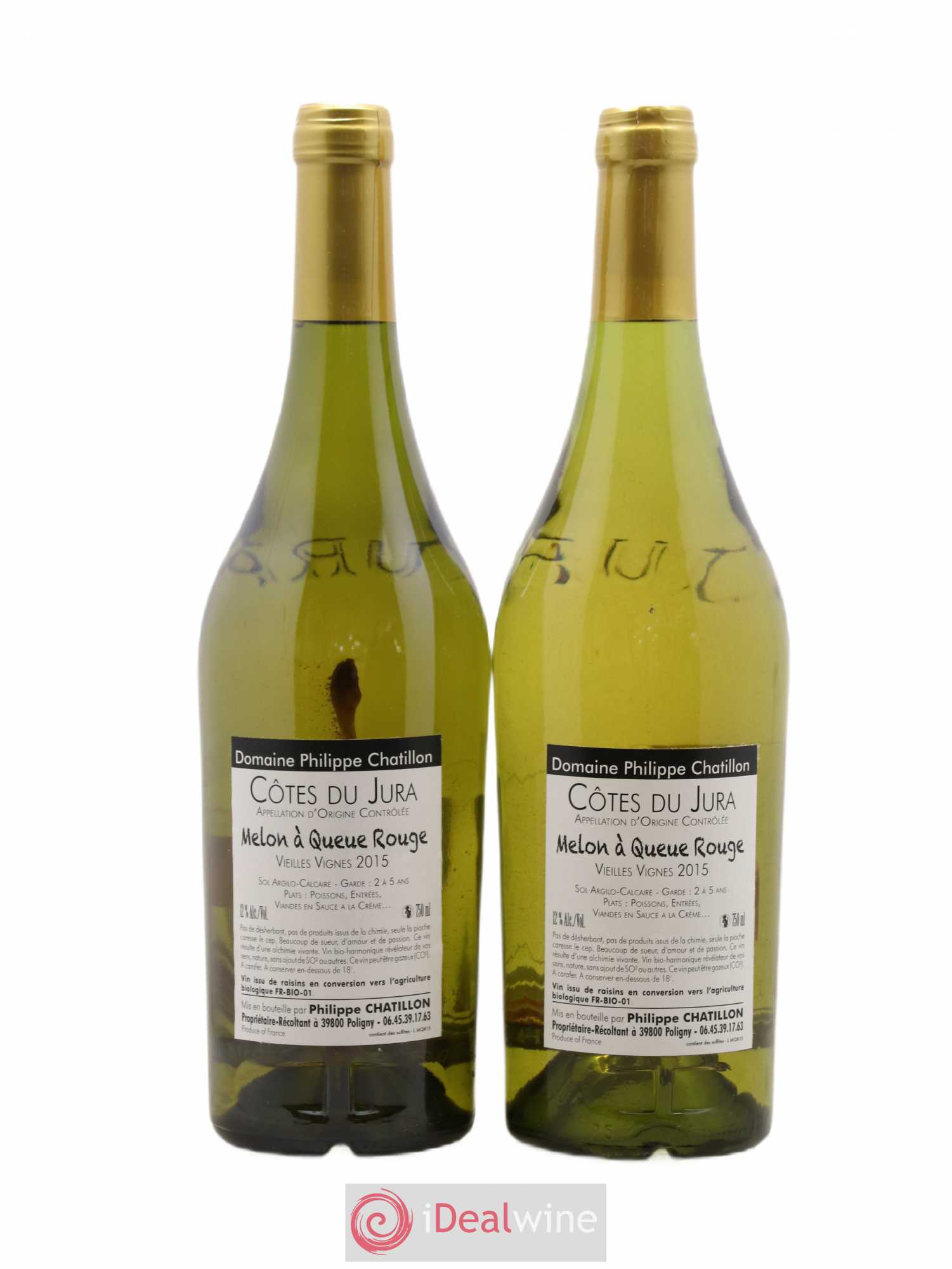 Côtes du Jura Melon à Queue Rouge Philippe Chatillon 2015 - Lot de 2 bouteilles - 1