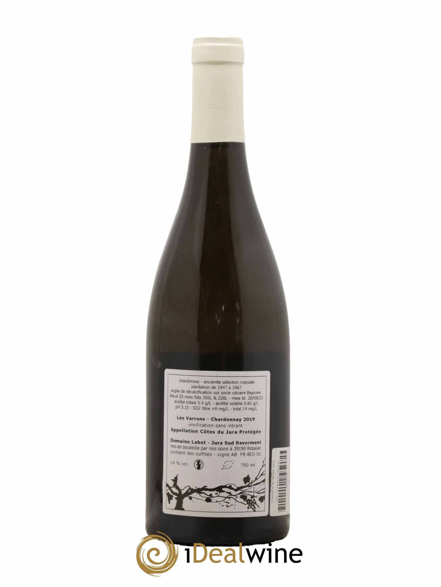 Côtes du Jura Chardonnay Les Varrons Romain - Julien - Charline Labet 2019 - Lot de 1 bouteille - 1