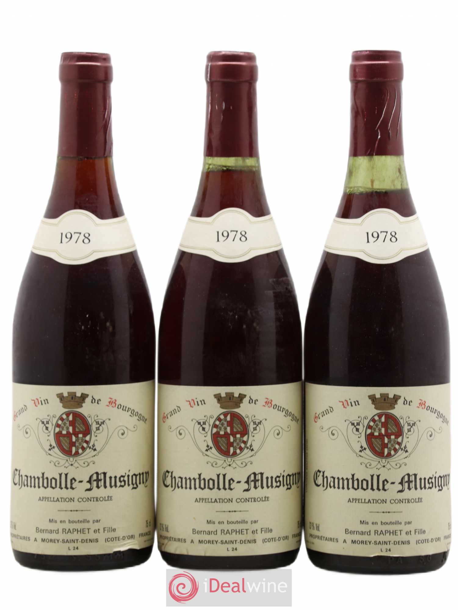Chambolle-Musigny Bernard Raphet 1978 - Lot de 3 bouteilles - 0