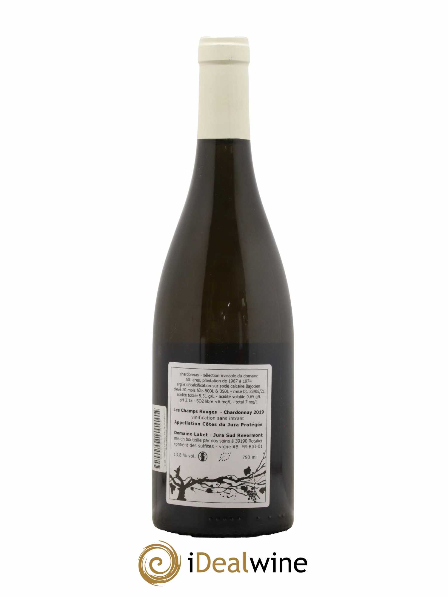 Côtes du Jura Chardonnay Les Champs Rouges Romain - Julien - Charline Labet 2019 - Lot de 1 bouteille - 1