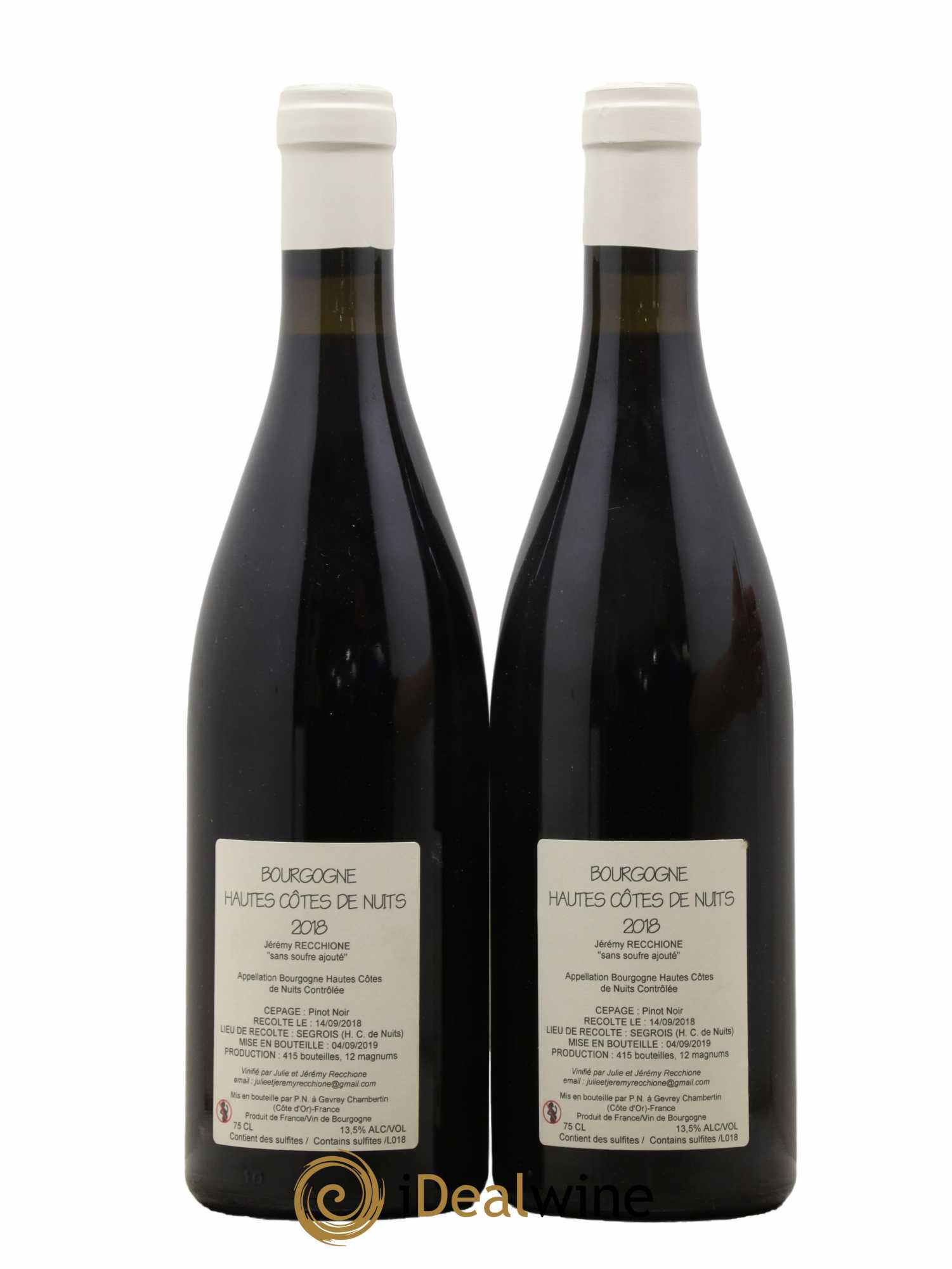 Bourgogne Hautes Côtes de Nuits Julie et Jeremy Recchione 2018 - Lot de 2 bouteilles - 1