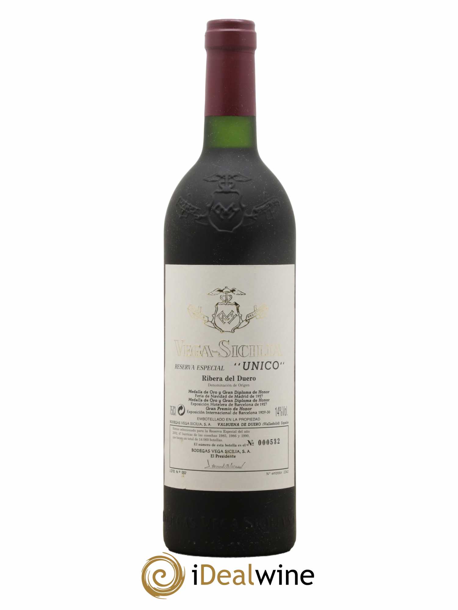 Ribera Del Duero Vega Sicilia Unico Reserva Especial Famille Alvarez Lote 002 N°000532 - Edition 2002 : années 1985-1986-1990 - Lot de 1 bouteille - 0