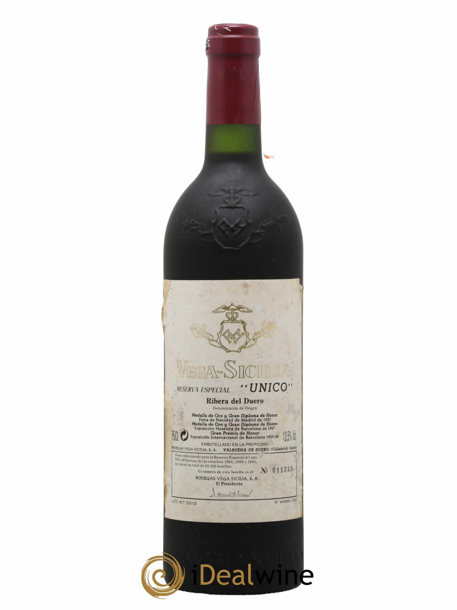 Ribera Del Duero Vega Sicilia Unico Reserva Especial Famille Alvarez 1985-1990-1991 Lote 023/03 N°011333 - Edition 2023 - Lot de 1 bouteille - 0