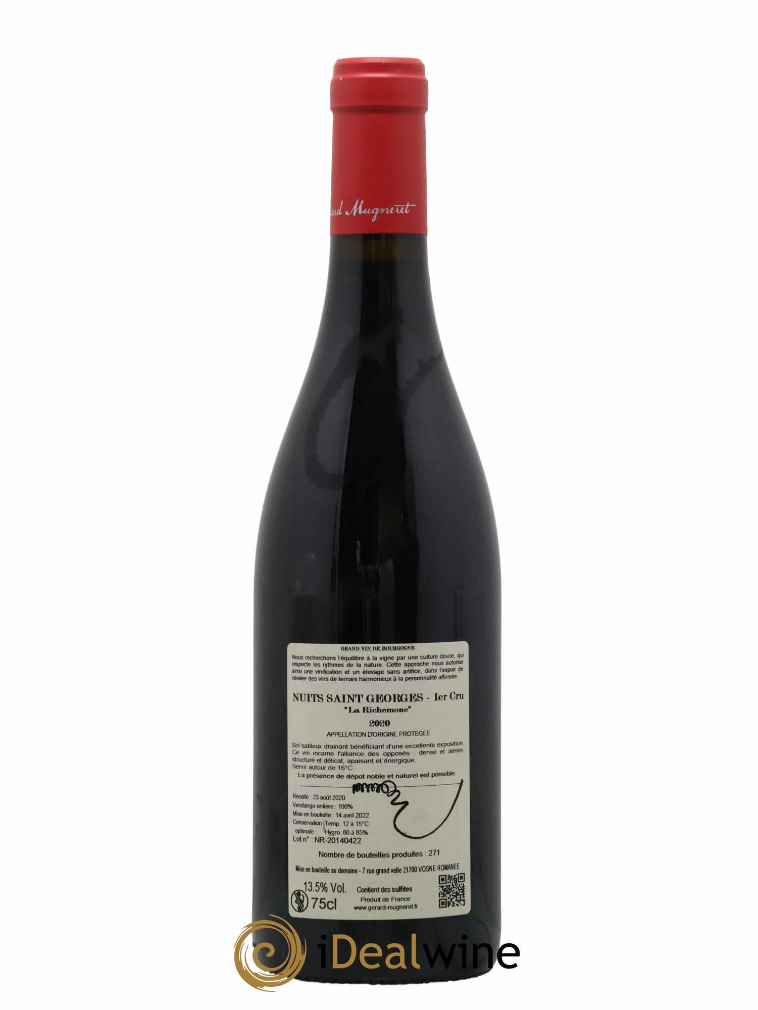 Nuits-Saint-Georges 1er Cru La Richemone Gérard Mugneret La Richemone Domaine Gerard Mugneret 2020 - Lot de 1 bouteille - 1