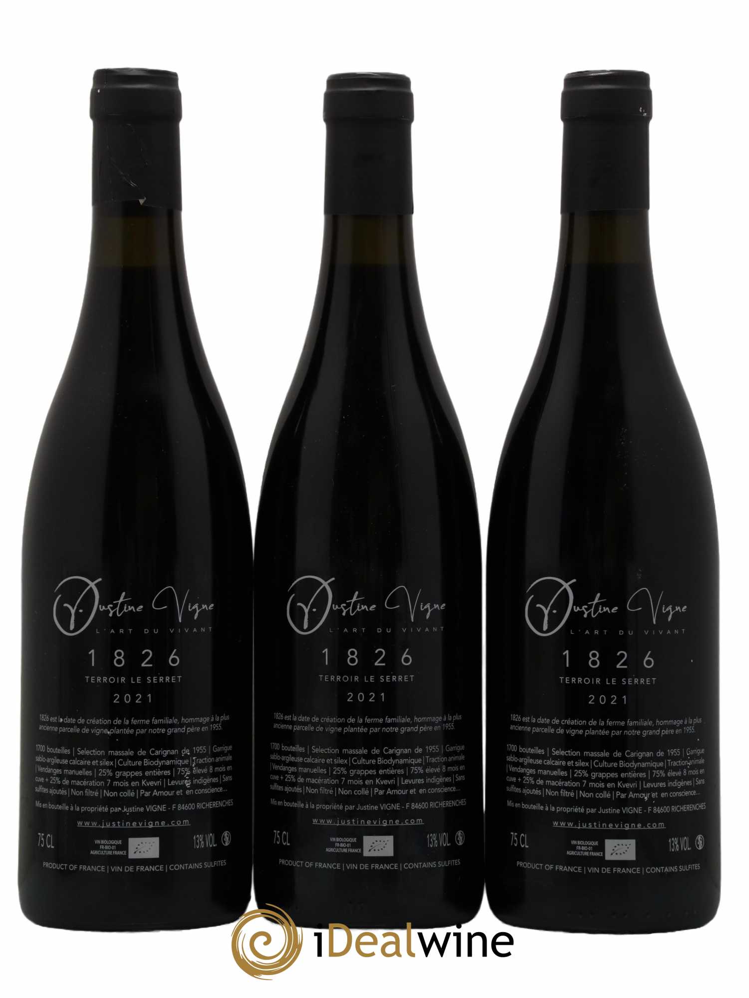 Vin de France 1826 Terroir Le Serret Domaine Justine Vigne 2021 - Lot of 3 bottles - 1