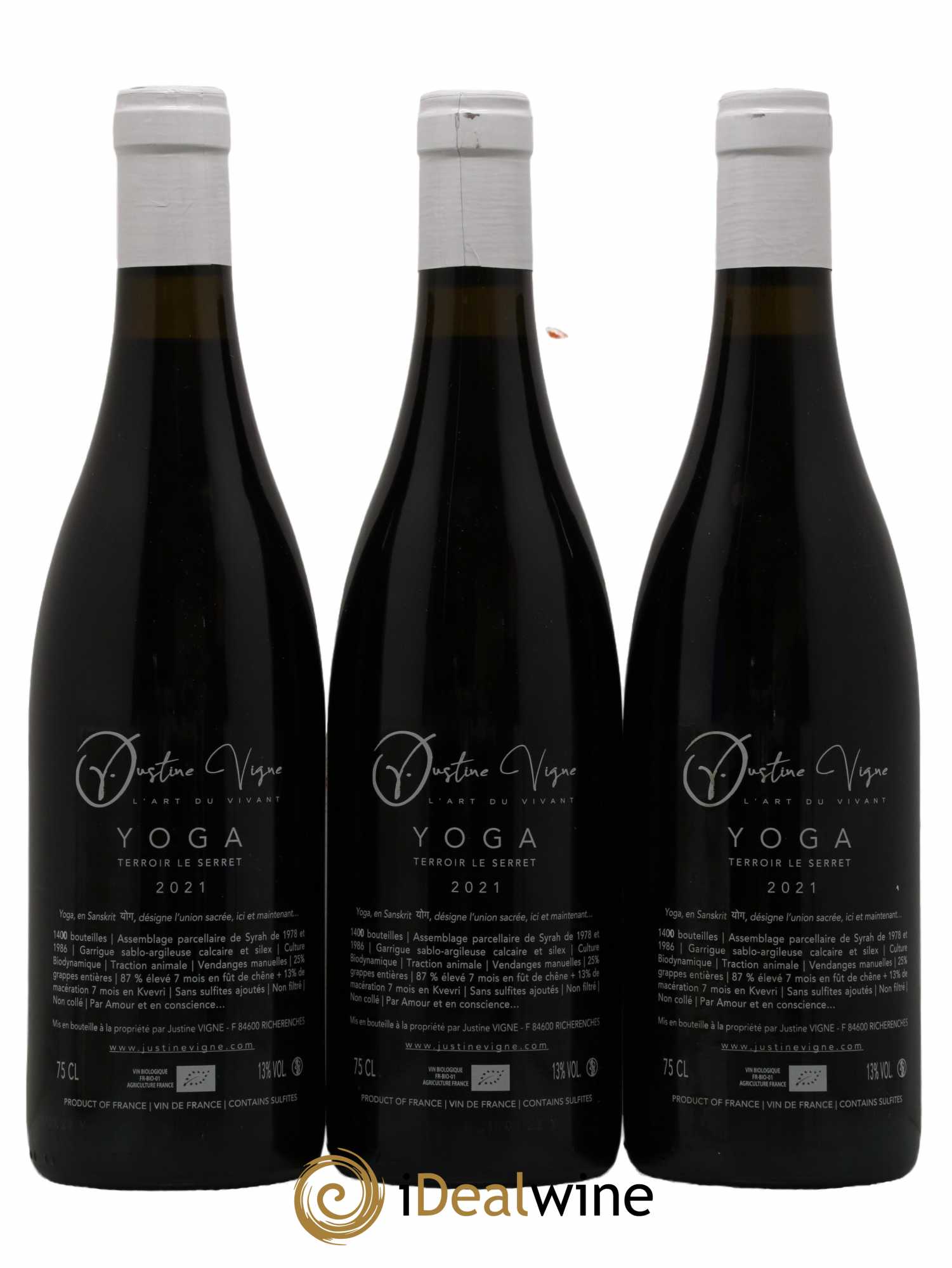 Vin de France Yoga Terroir Le Serret Domaine Justine Vigne 2021 - Lot de 3 bouteilles - 1