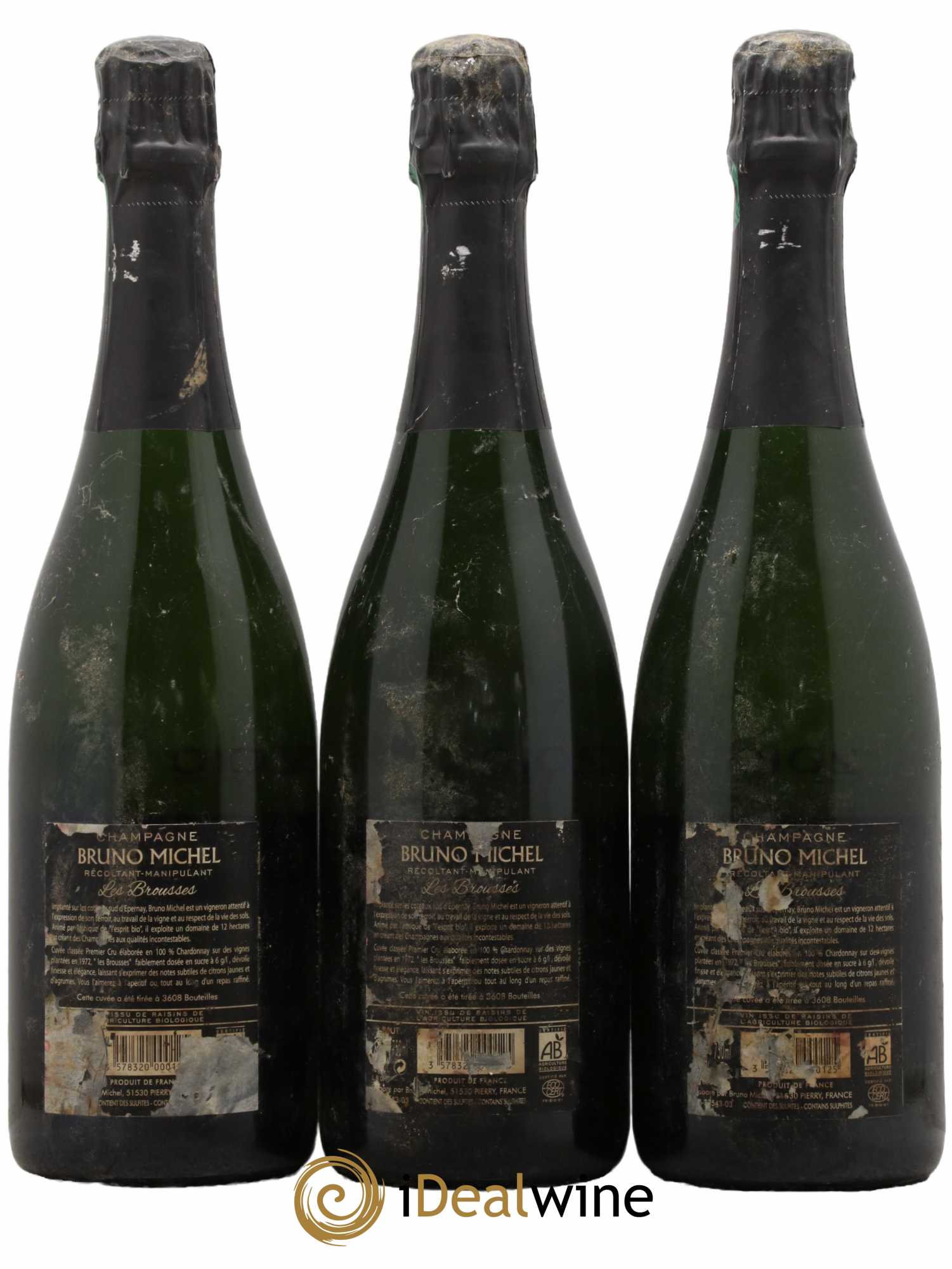 Champagne Premier Cru Les Brousses Bruno Michel 2010 - Lot de 3 bouteilles - 1