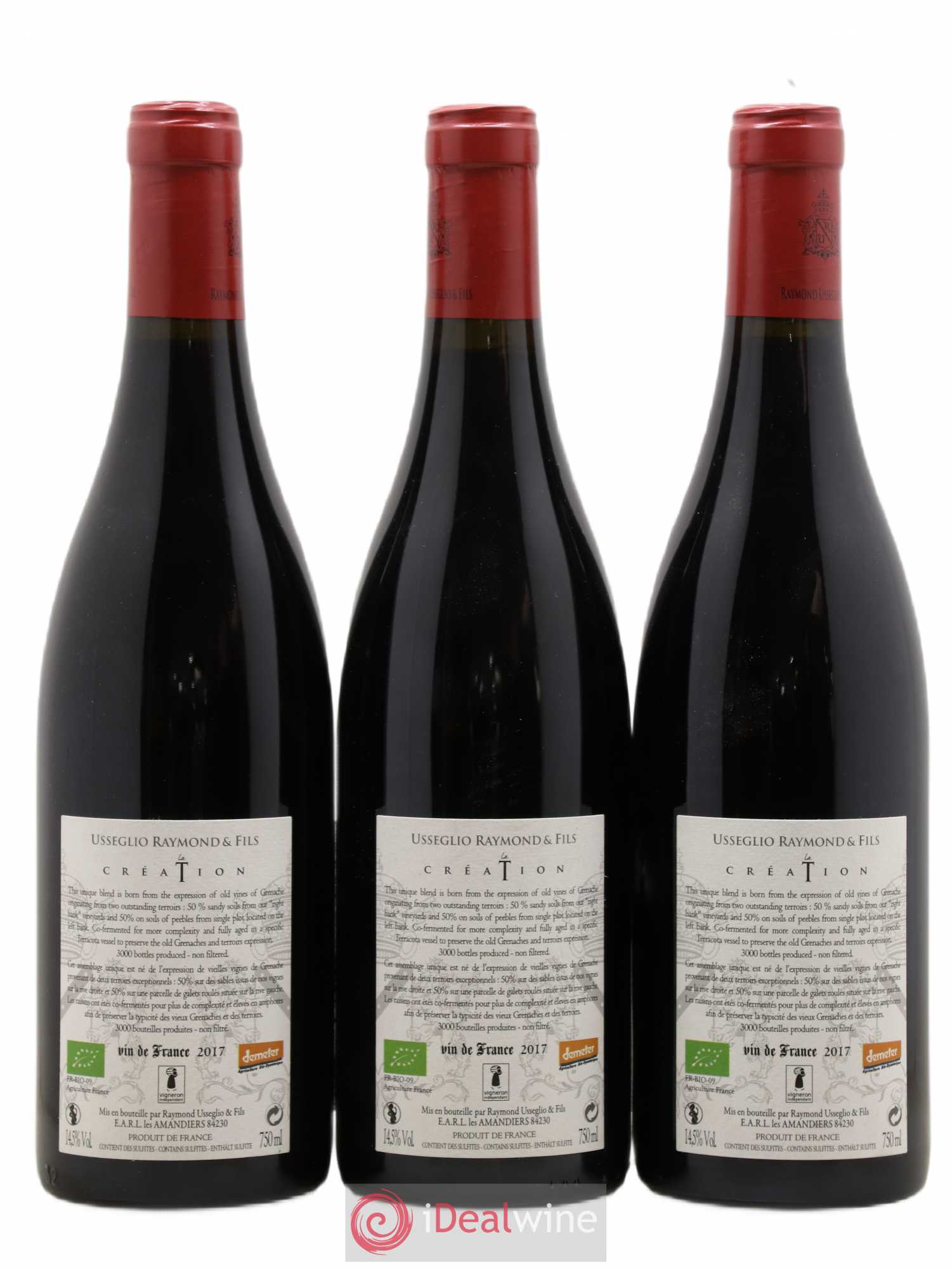 Vin de France La Création Raymond Usseglio 2017 - Lot de 3 bouteilles - 1