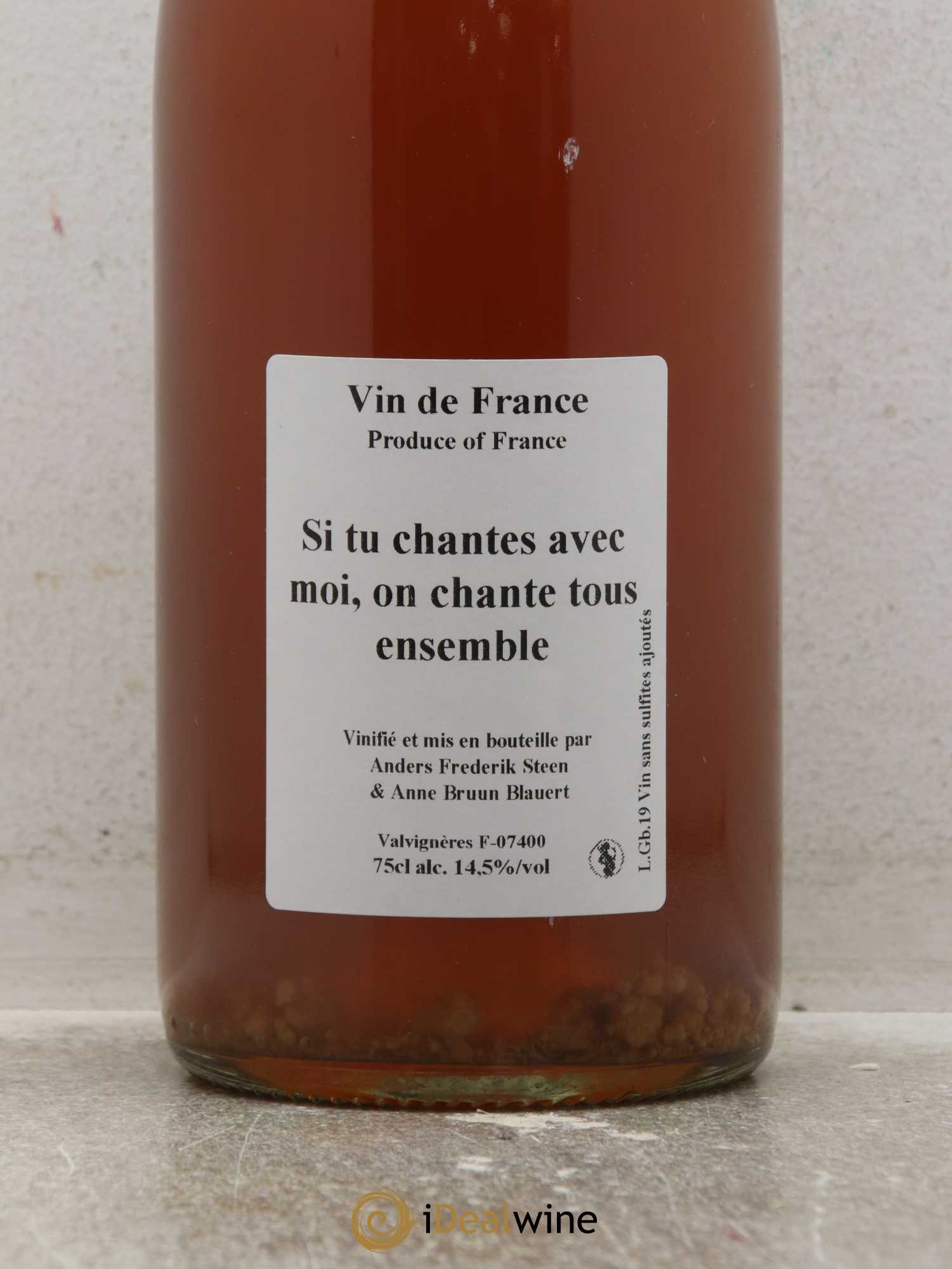 Vin de France Si tu Chantes avec moi , on chante ensemble Anders Frederik Steen 2019 - Lot de 1 bouteille - 1