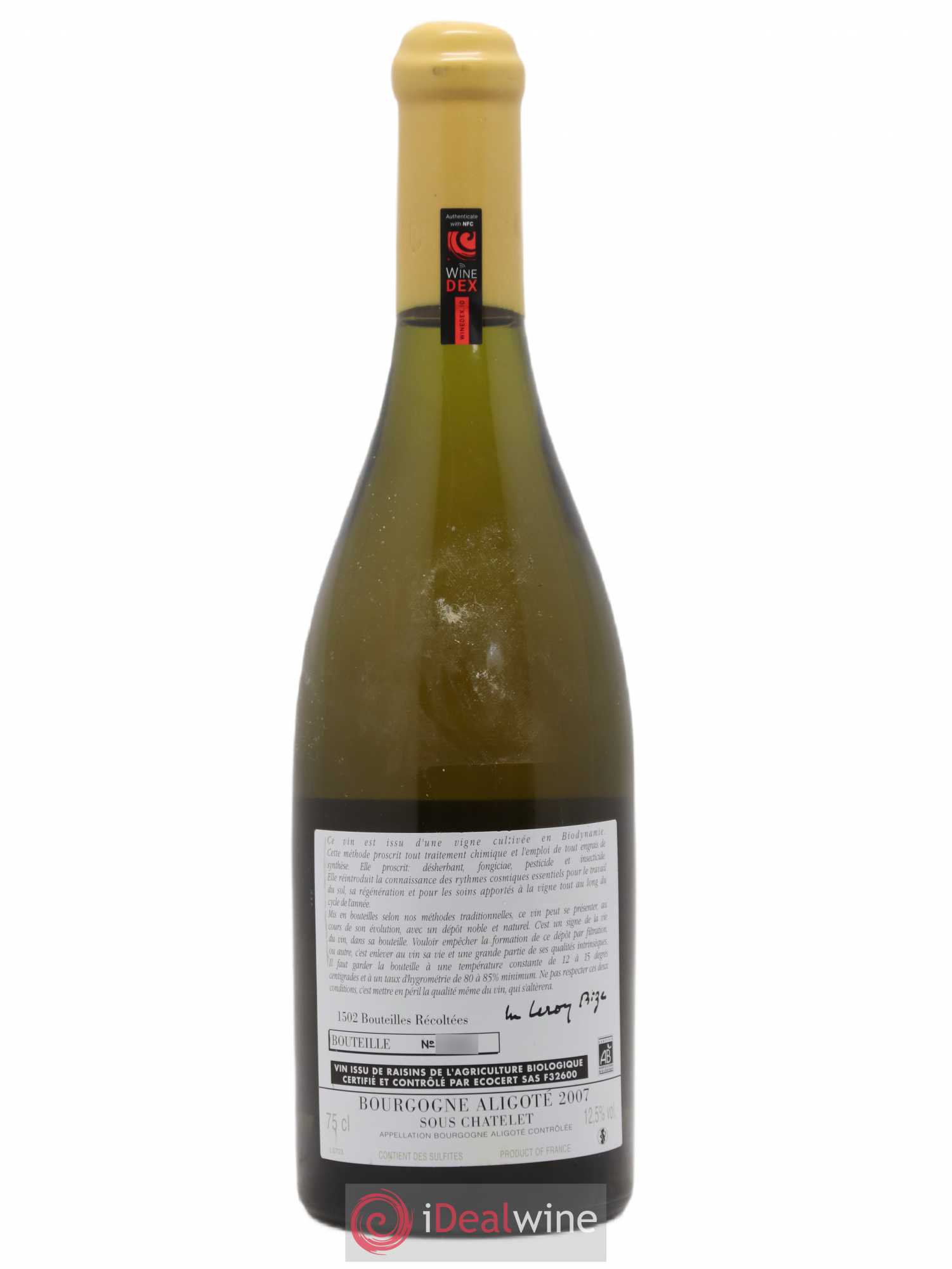 Bourgogne Aligoté Sous Chatelet d'Auvenay (Domaine) 2007 - Lot de 1 bouteille - 1