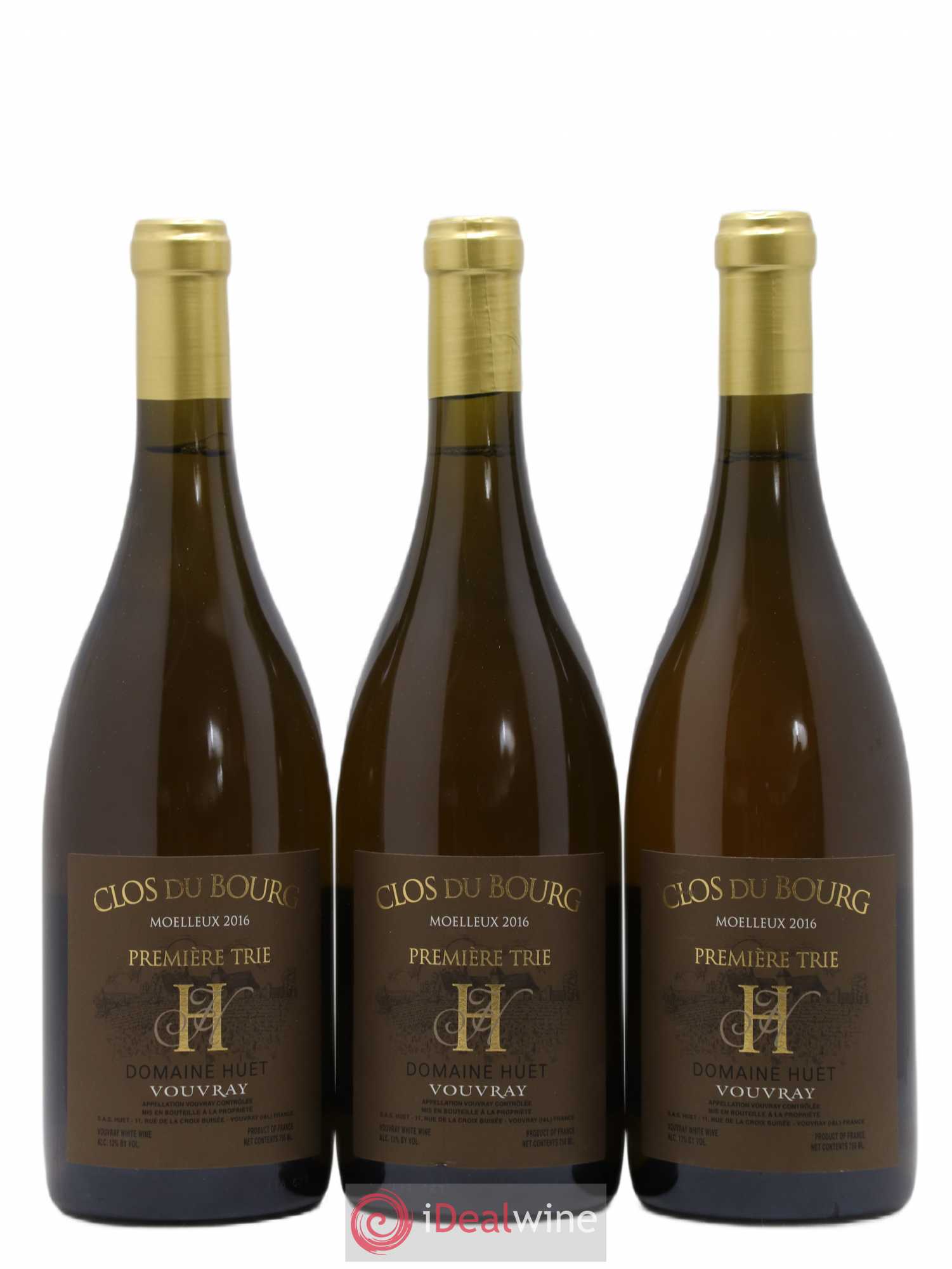 Vouvray Clos du Bourg Moelleux 1ère trie Domaine Huet 2016 - Lotto di 3 bottiglie - 0