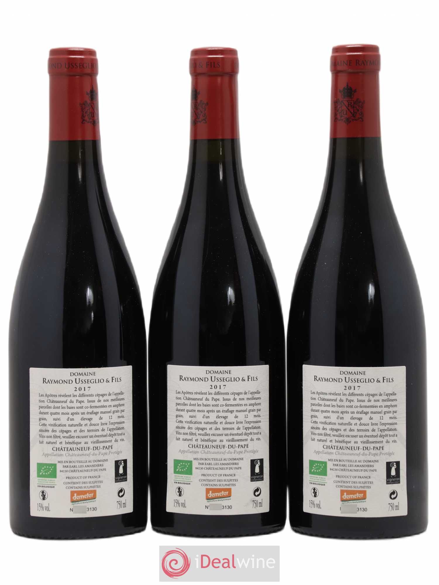 Châteauneuf-du-Pape Les Apôtres Raymond Usseglio 2017 - Posten von 3 Flaschen - 1