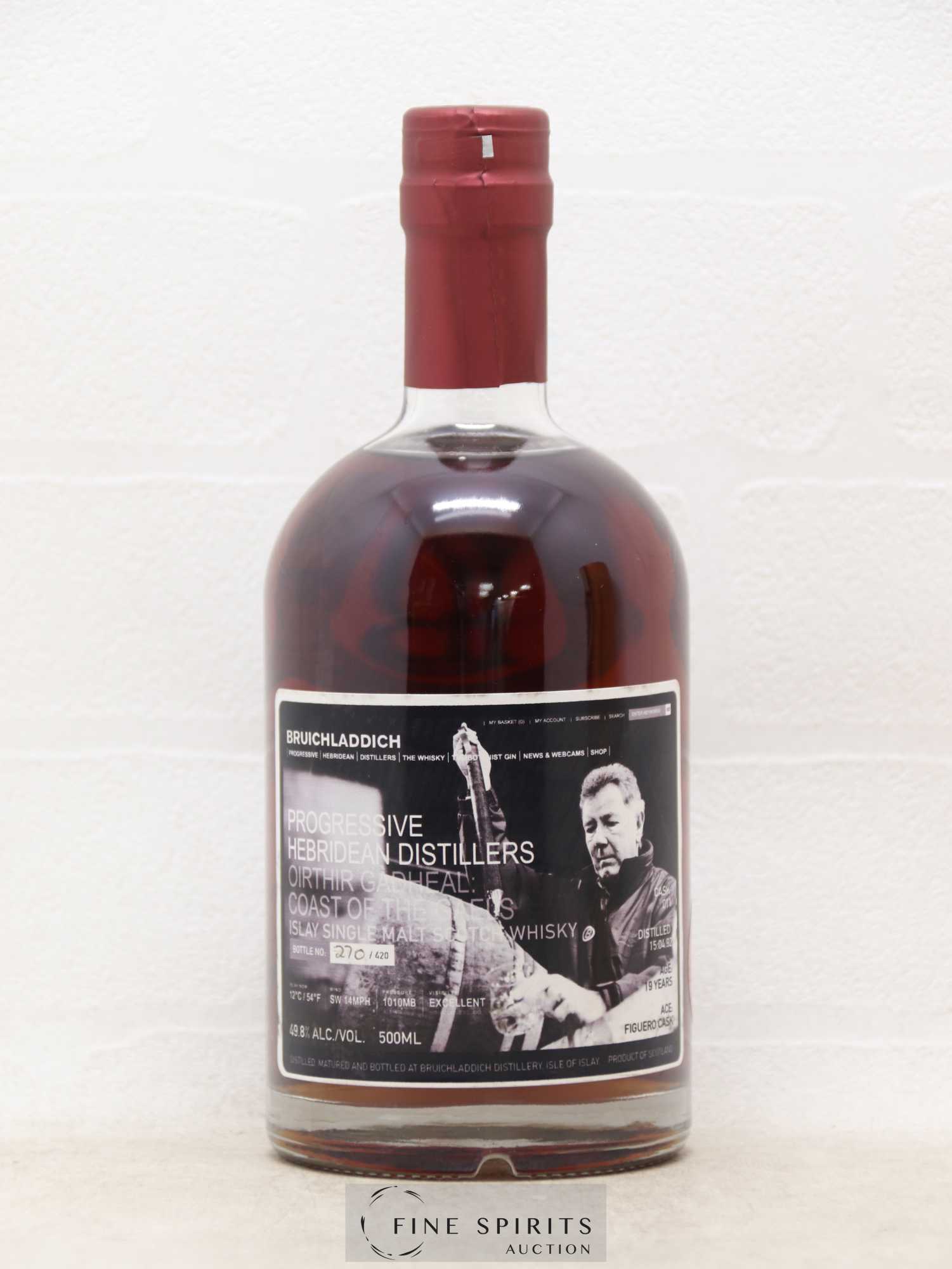 Bruichladdich 19 years 1992 Of. Valinch Figuero Cask n°011 - One of 420 - Posten von 1 Flasche - 2