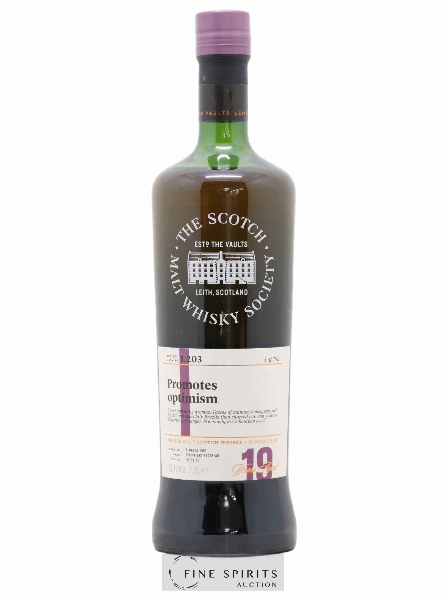 Promotes Optimism 19 years 1997 The Scotch Malt Whisky Society Cask n°1.203 - One of 192 - Lot de 1 bouteille - 0