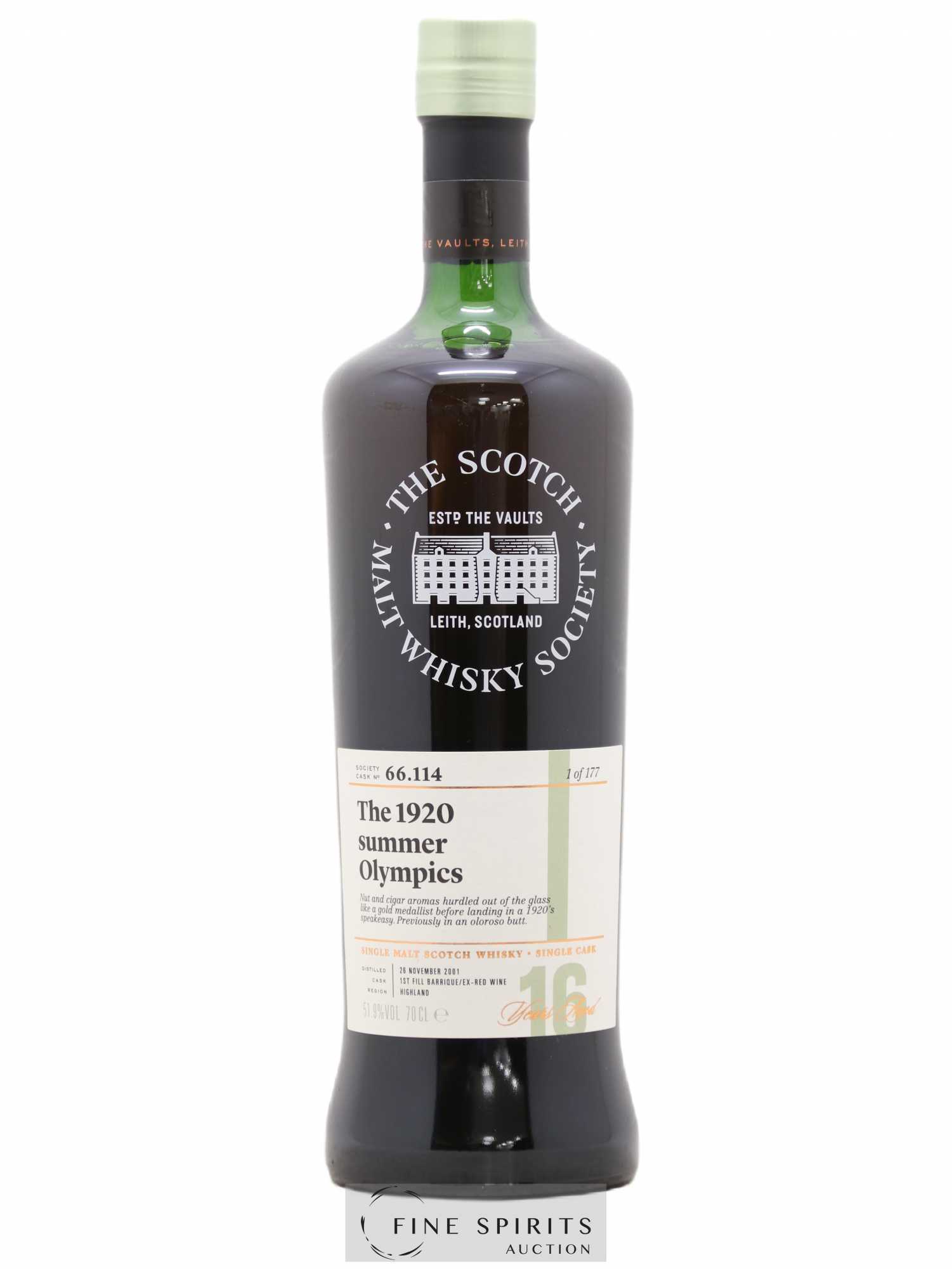 The 1920 Summer Olympics 16 years 2001 The Scotch Malt Whisky Society Cask n°66.114 - One of 177 - Lot de 1 bouteille - 0
